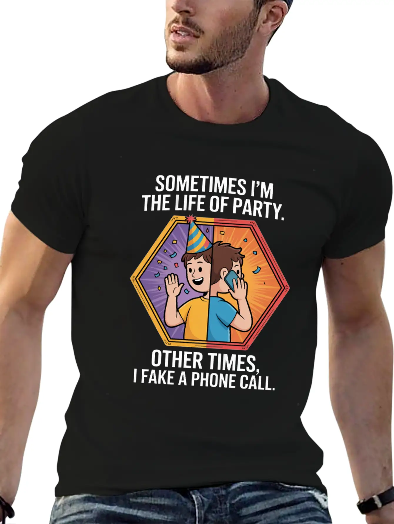 Life Of The Party Other Times I Fake A Phone Call Essential Unisex Summer Tee – Soft Cotton Casual Fit