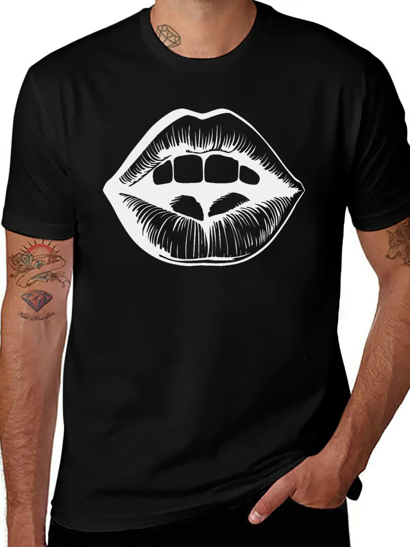 Lips Kissing Mouth Smooch Casual Graphic T-Shirt – Simple And Comfortable Daily Wear