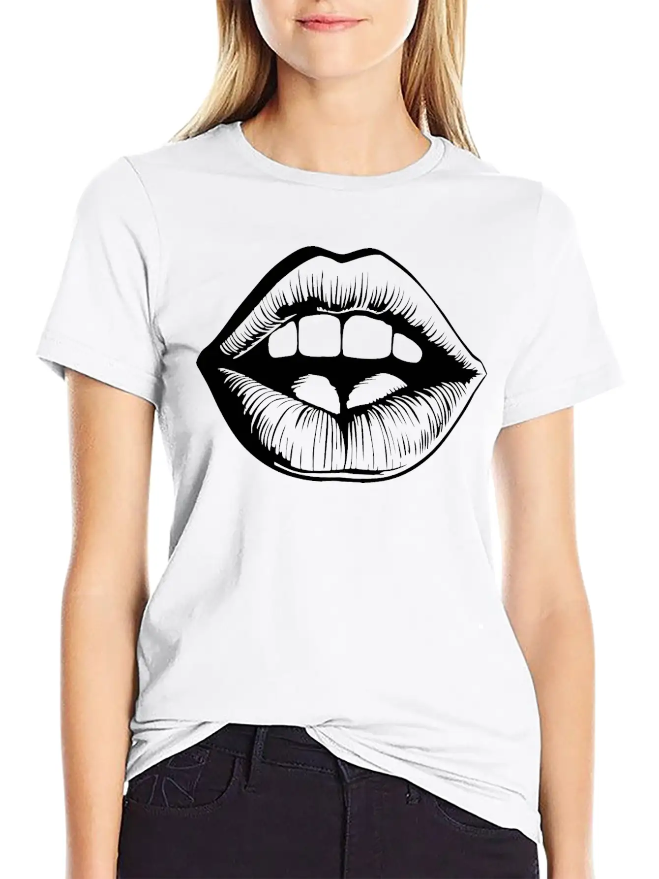 Lips Kissing Mouth Smooch Casual Graphic T-Shirt – Simple And Comfortable Daily Wear