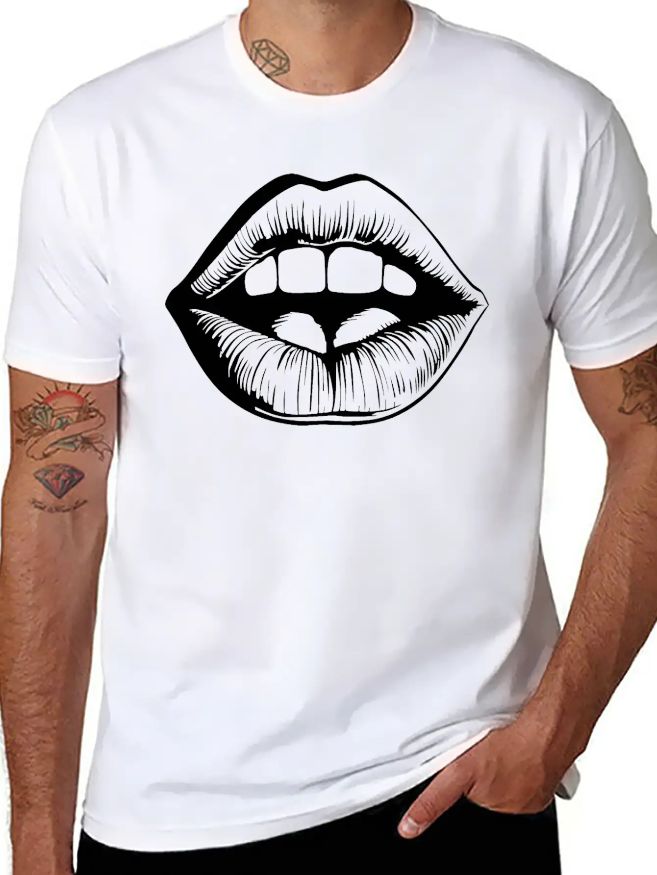 Lips Kissing Mouth Smooch Casual Graphic T-Shirt – Simple And Comfortable Daily Wear