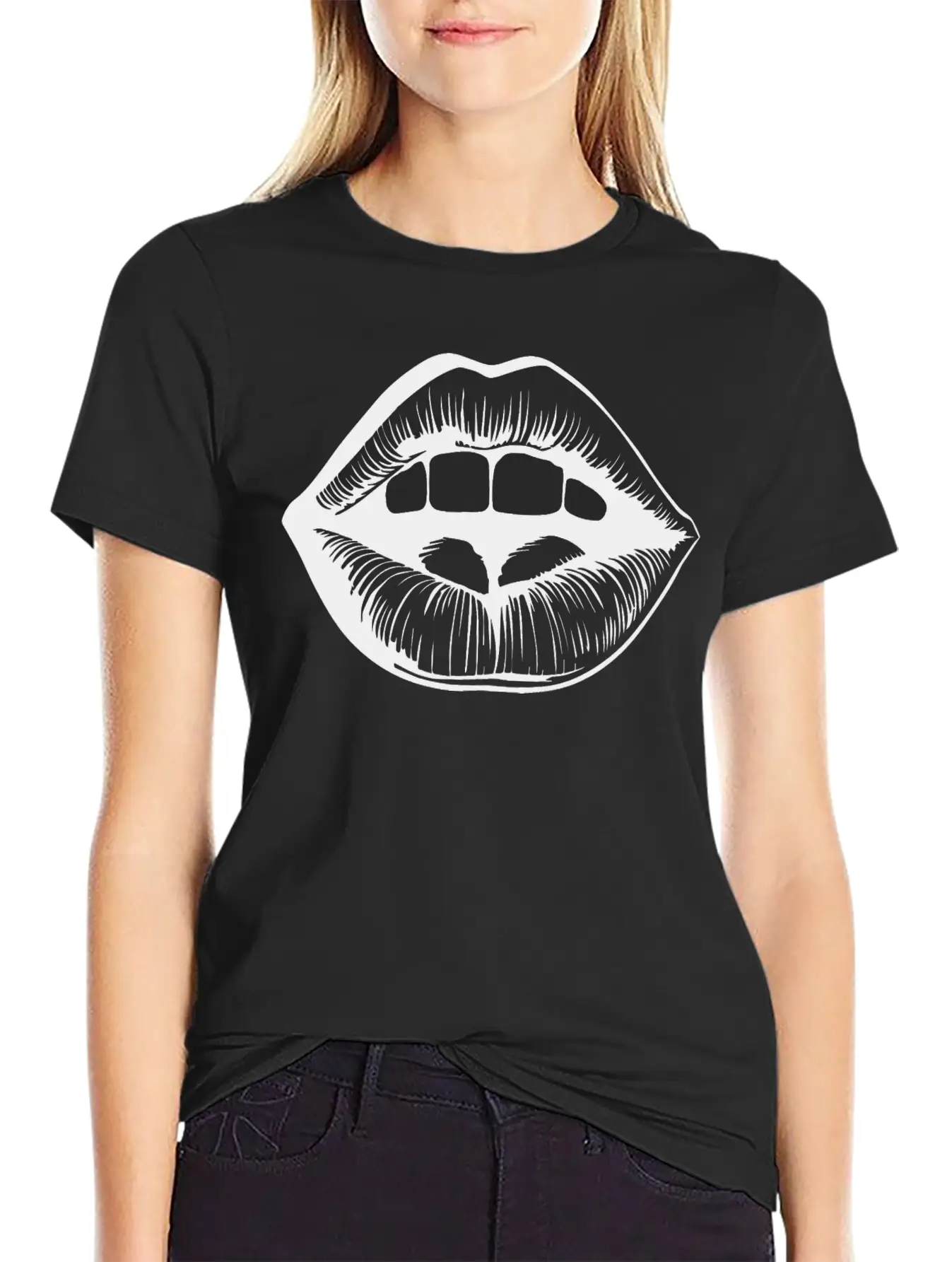 Lips Kissing Mouth Smooch Casual Graphic T-Shirt – Simple And Comfortable Daily Wear