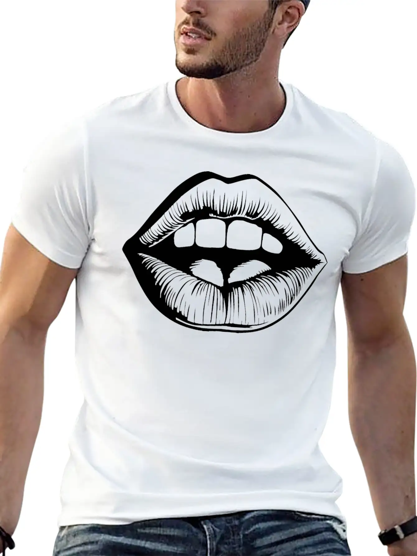 Lips Kissing Mouth Smooch Casual Graphic T-Shirt – Simple And Comfortable Daily Wear