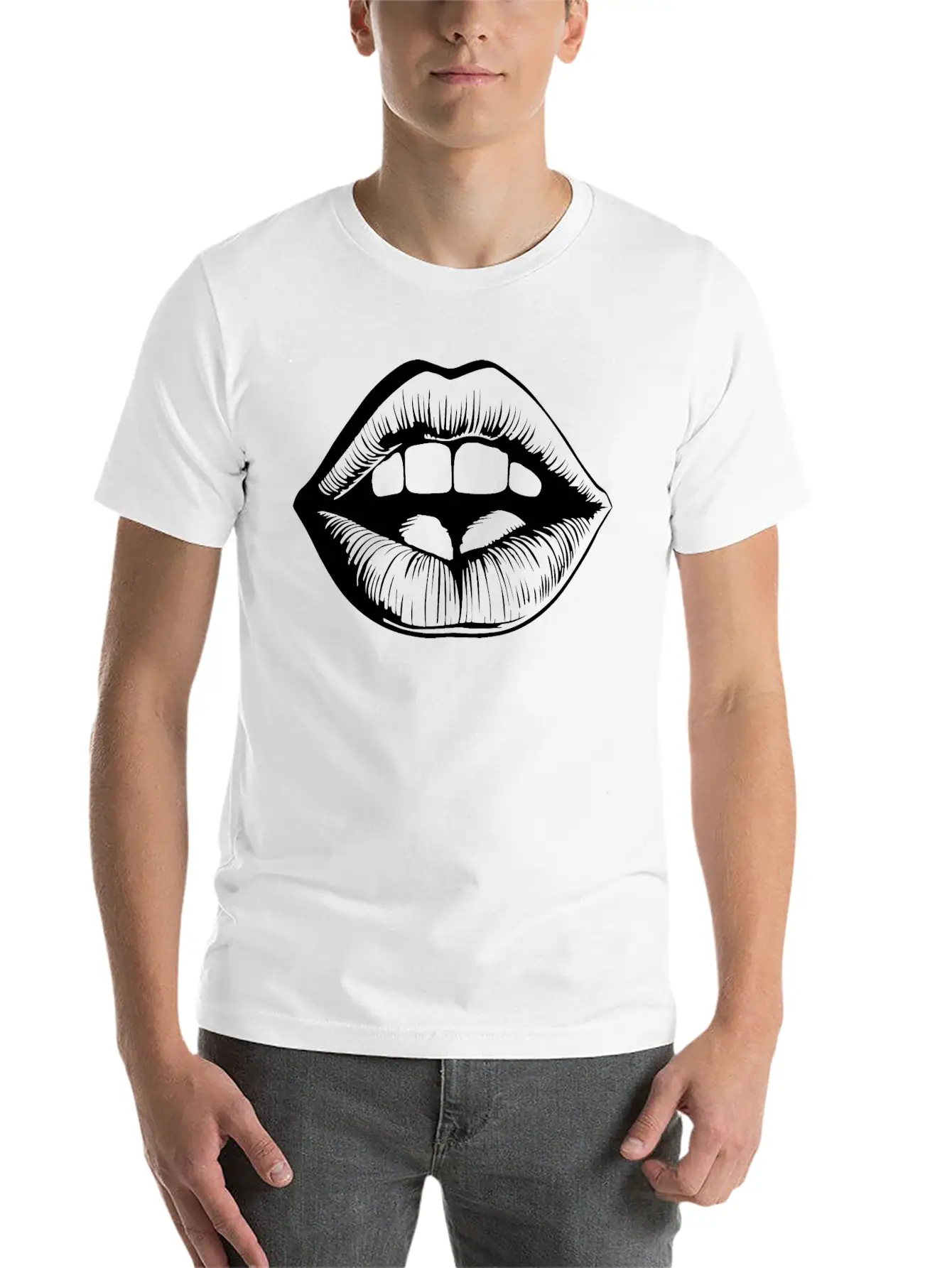 Lips Kissing Mouth Smooch Casual Graphic T-Shirt – Simple And Comfortable Daily Wear