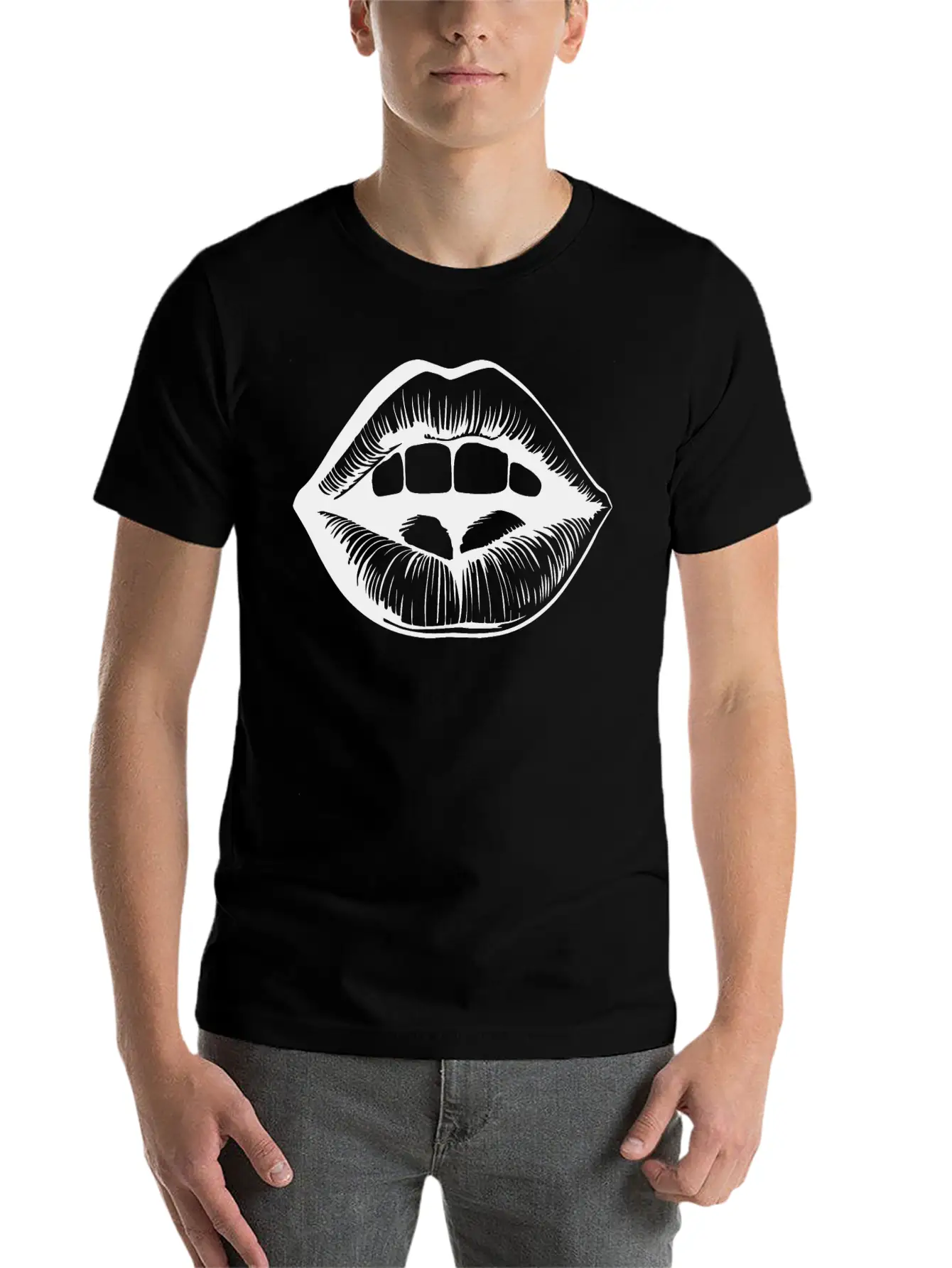 Lips Kissing Mouth Smooch Casual Graphic T-Shirt – Simple And Comfortable Daily Wear