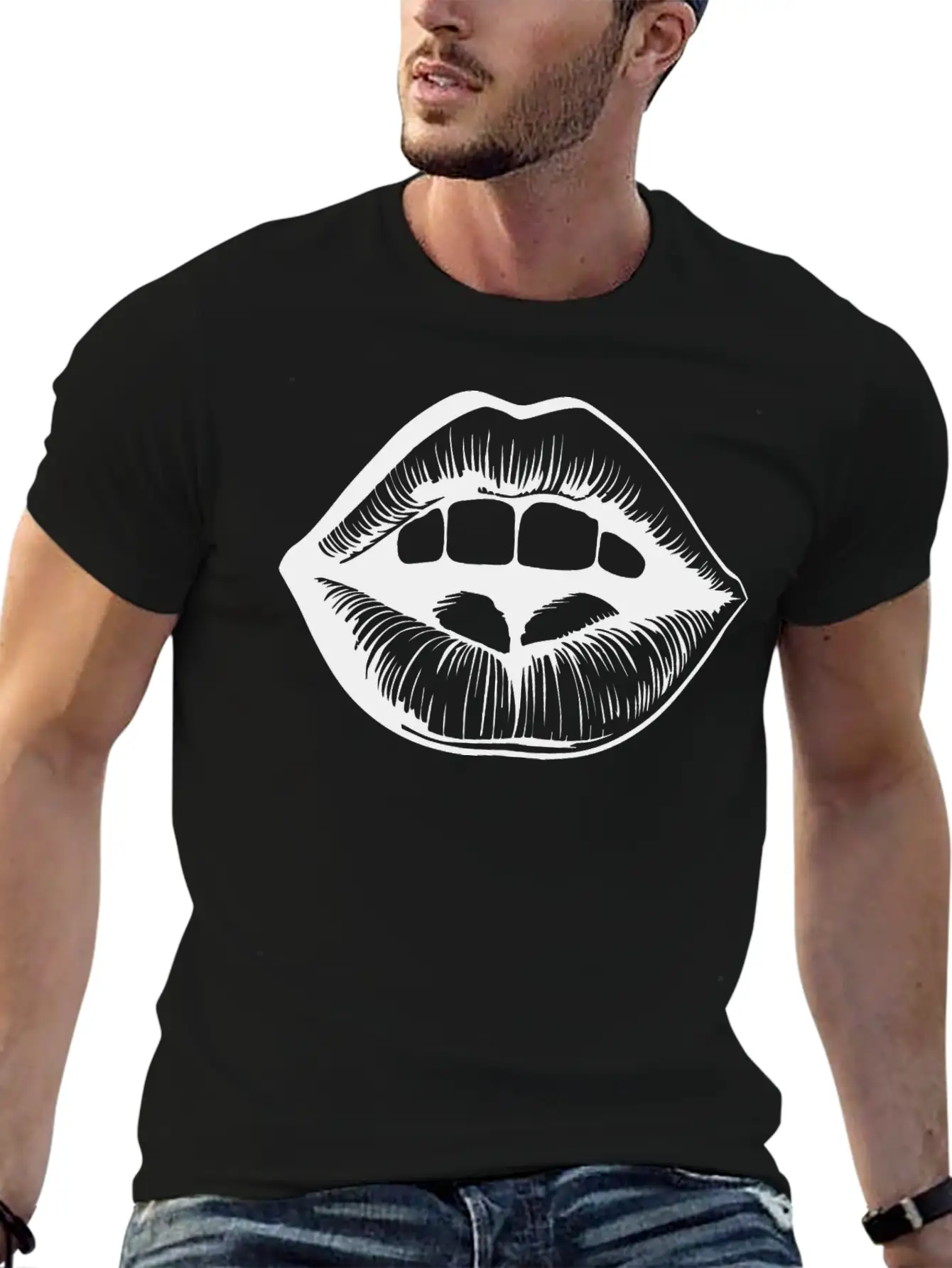 Lips Kissing Mouth Smooch Casual Graphic T-Shirt – Simple And Comfortable Daily Wear