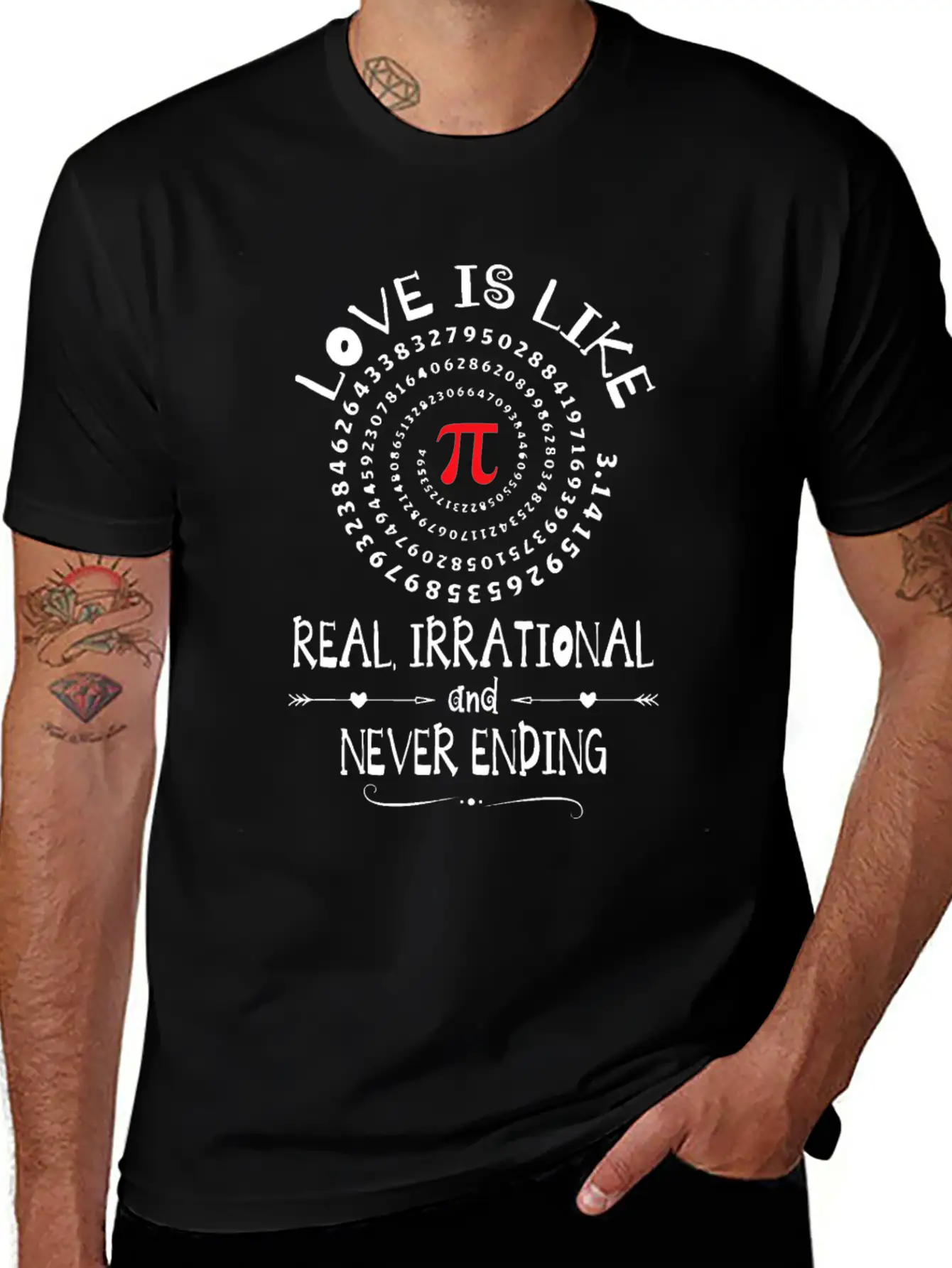 Love Irrational Maths Sweet Valentines PI-Day Idea Casual Graphic T-Shirt – Simple And Comfortable Daily Wear