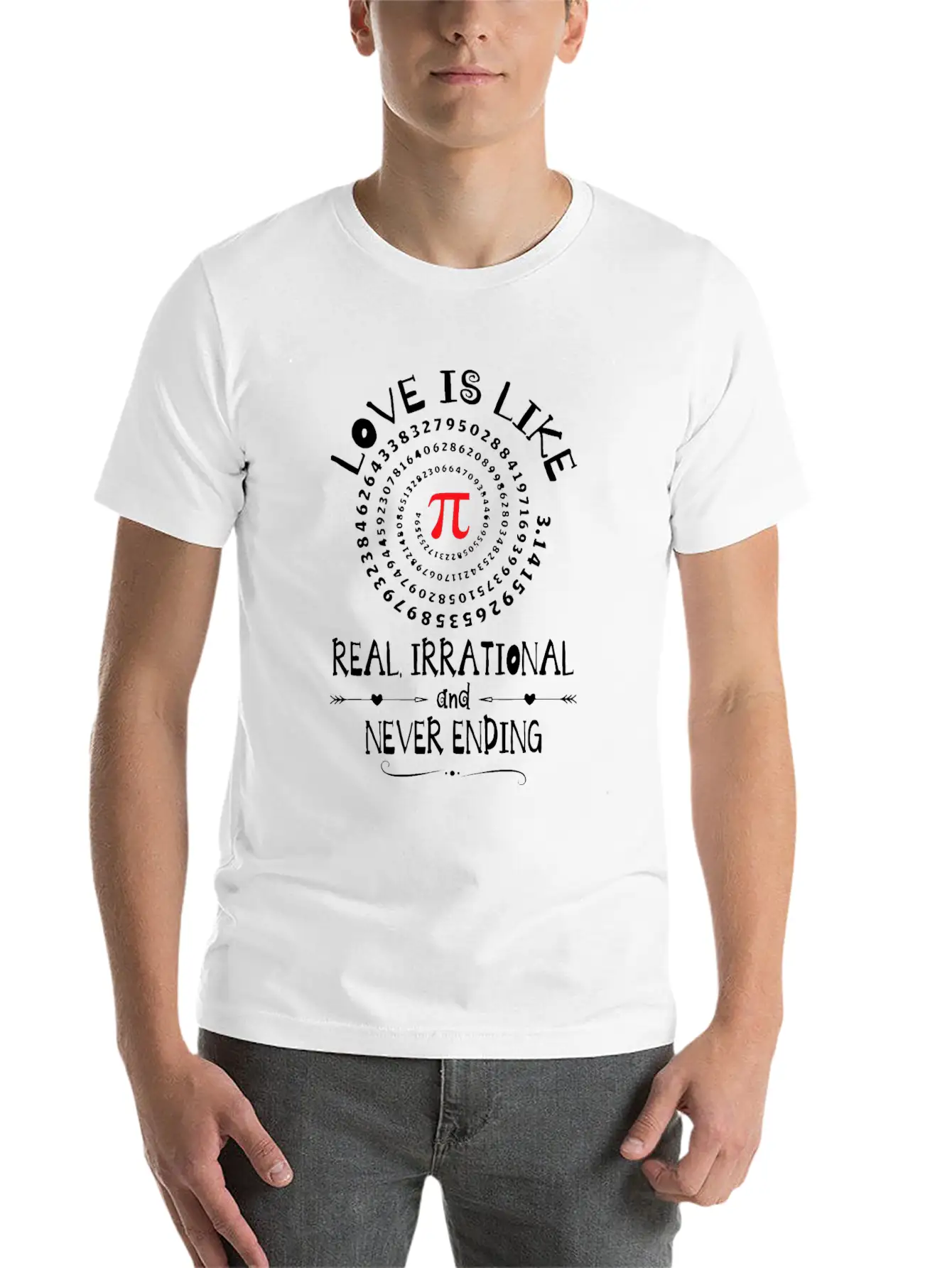 Love Irrational Maths Sweet Valentines PI-Day Idea Casual Graphic T-Shirt – Simple And Comfortable Daily Wear