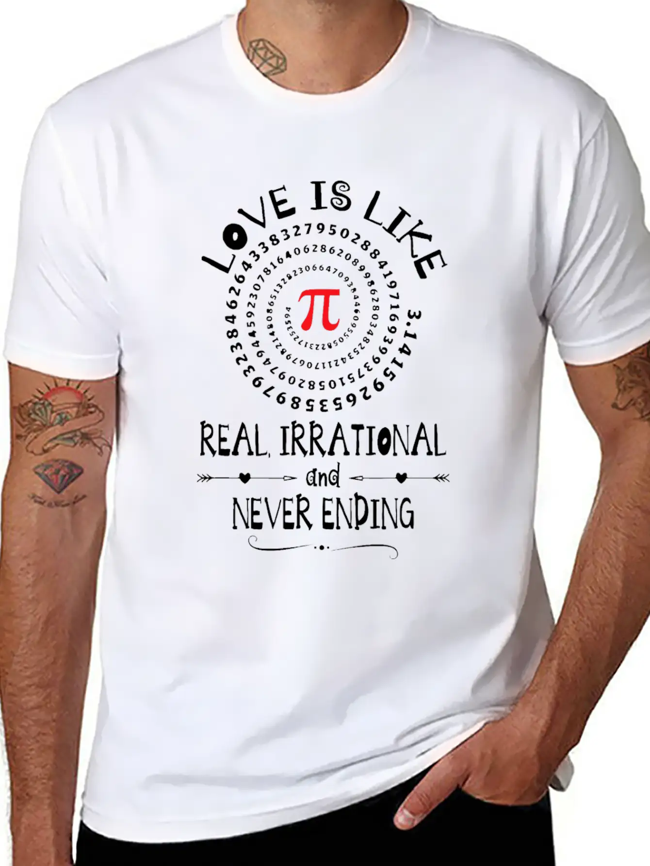Love Irrational Maths Sweet Valentines PI-Day Idea Casual Graphic T-Shirt – Simple And Comfortable Daily Wear