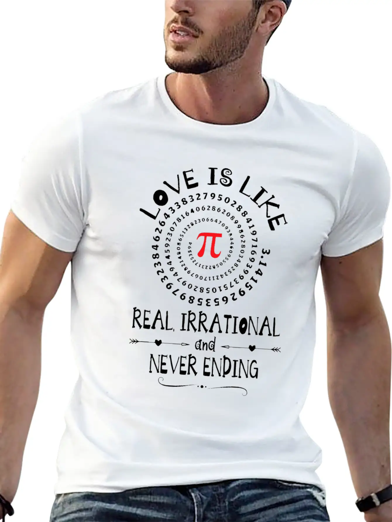 Love Irrational Maths Sweet Valentines PI-Day Idea Casual Graphic T-Shirt – Simple And Comfortable Daily Wear