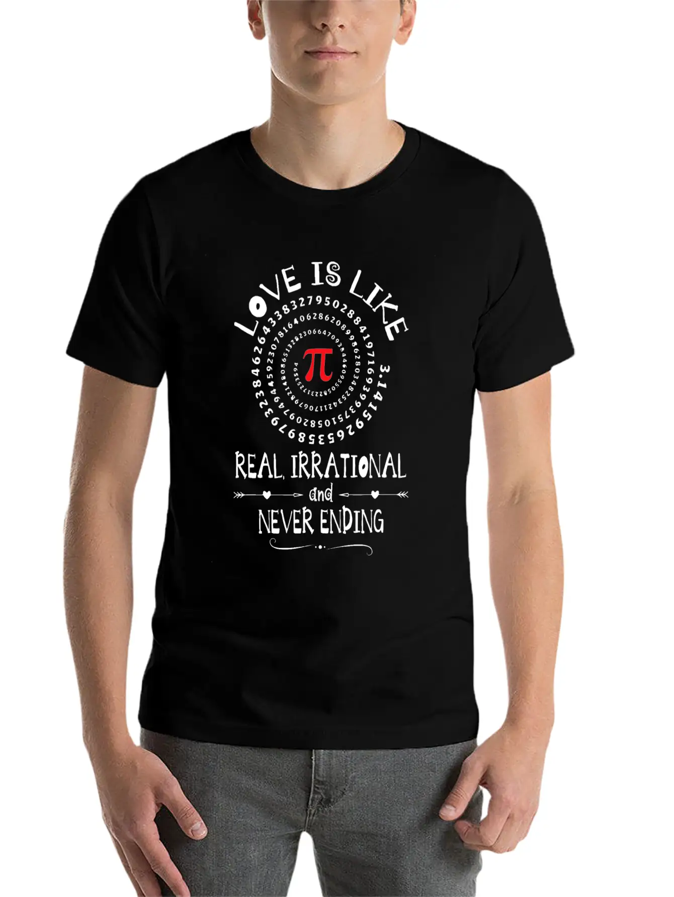 Love Irrational Maths Sweet Valentines PI-Day Idea Casual Graphic T-Shirt – Simple And Comfortable Daily Wear