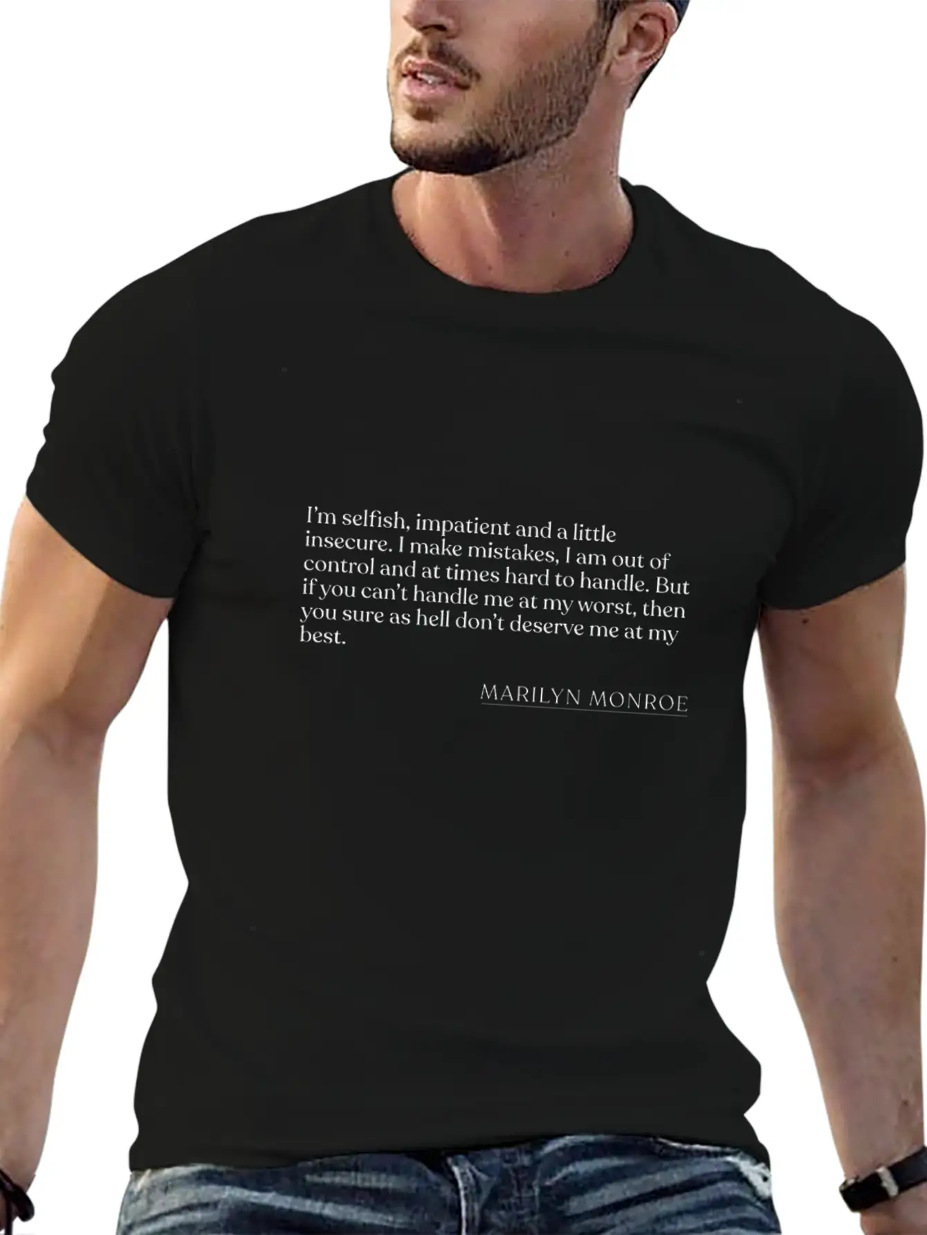 Marilyn Monroe - I'm Selfish, Impatient And A Litt Unisex Short Sleeve Soft Cotton T-Shirt – Casual Everyday Wear