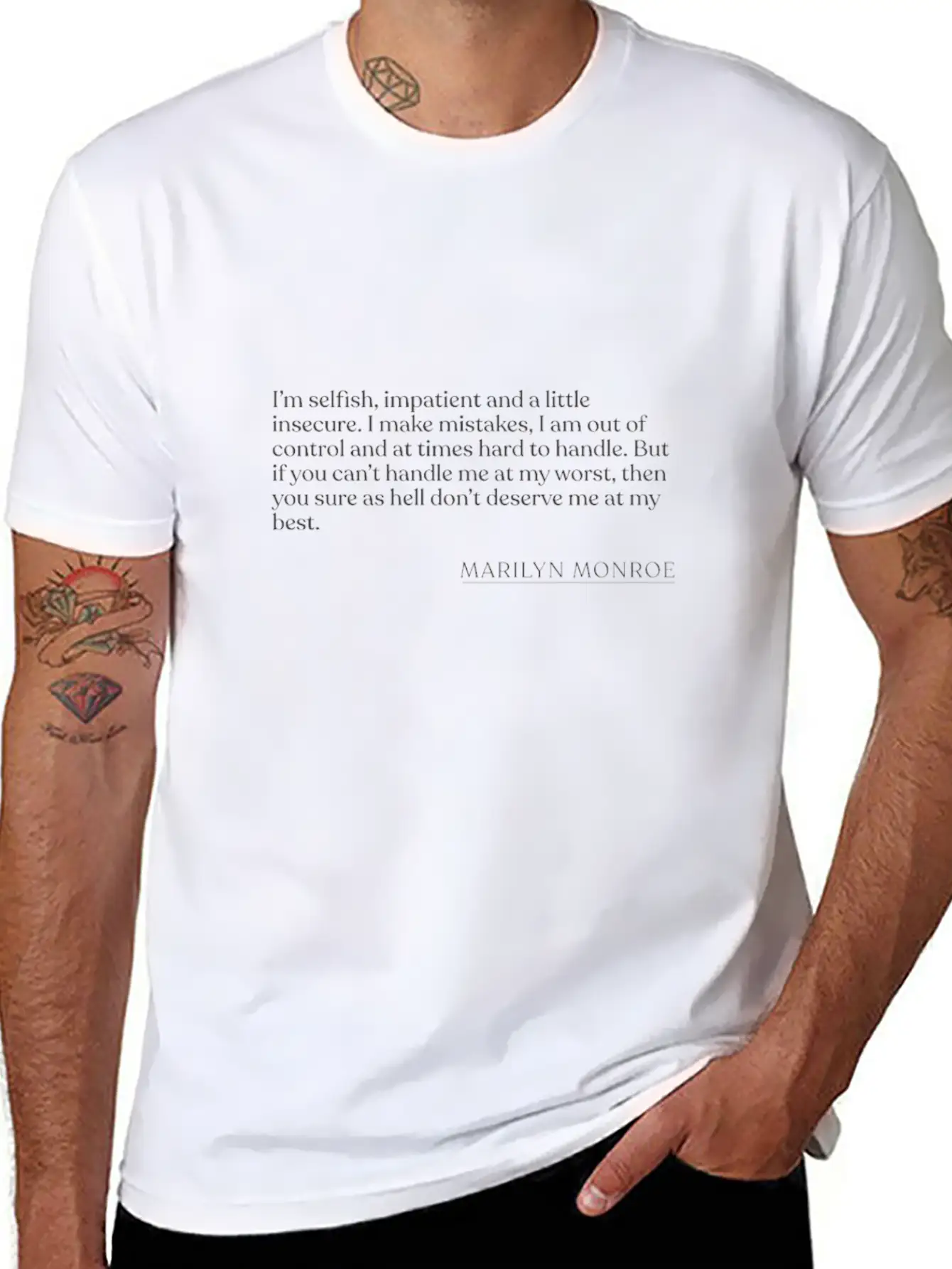 Marilyn Monroe - I'm Selfish, Impatient And A Litt Unisex Short Sleeve Soft Cotton T-Shirt – Casual Everyday Wear