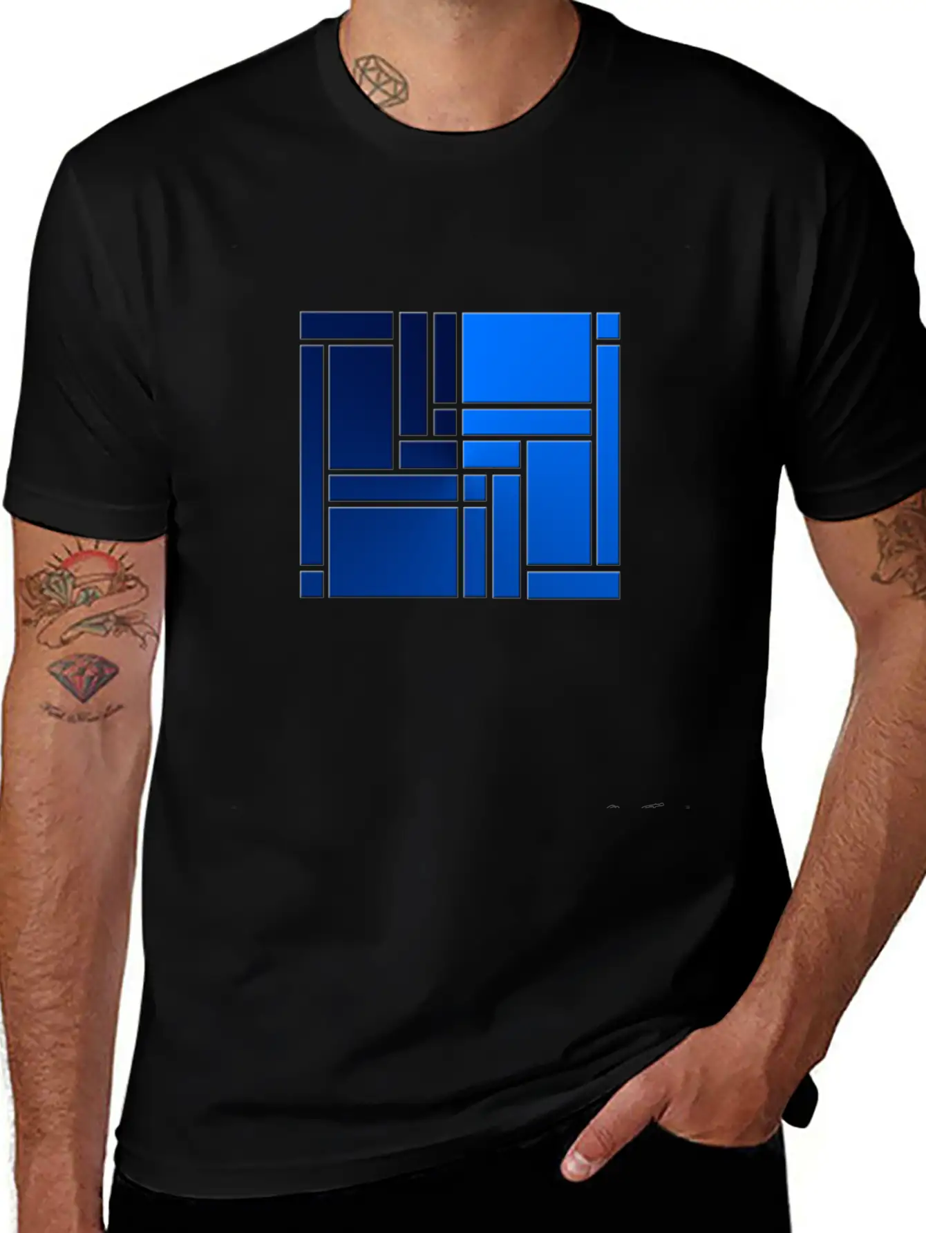 Maze-blue Casual Graphic T-Shirt – Simple And Comfortable Daily Wear