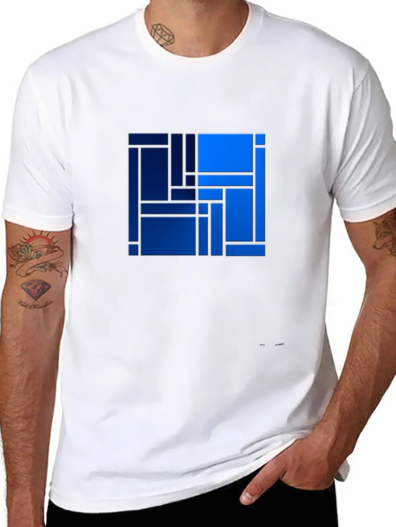 Maze-blue Casual Graphic T-Shirt – Simple And Comfortable Daily Wear