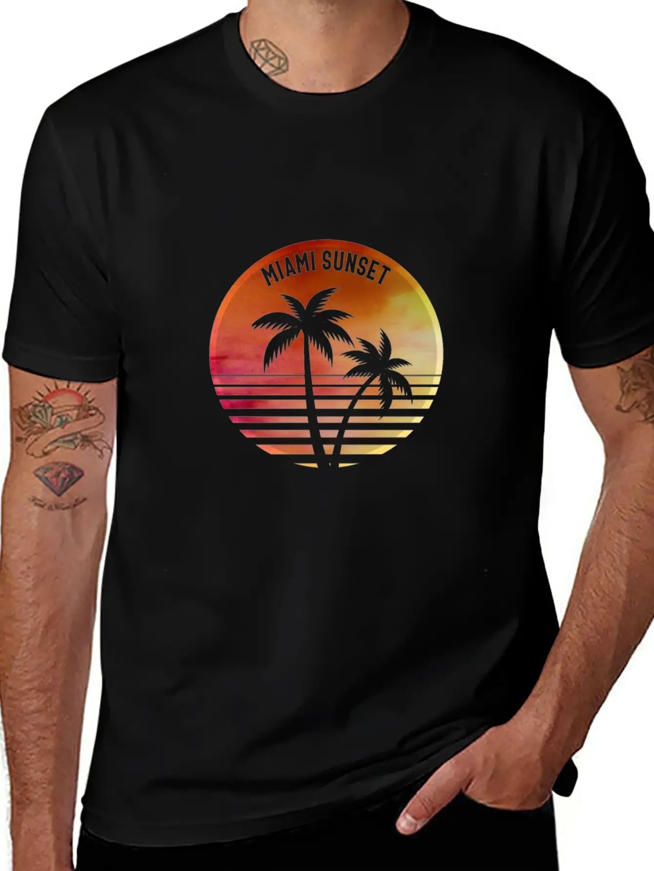 MIAMI SUNSET Casual Graphic T-Shirt – Simple And Comfortable Daily Wear