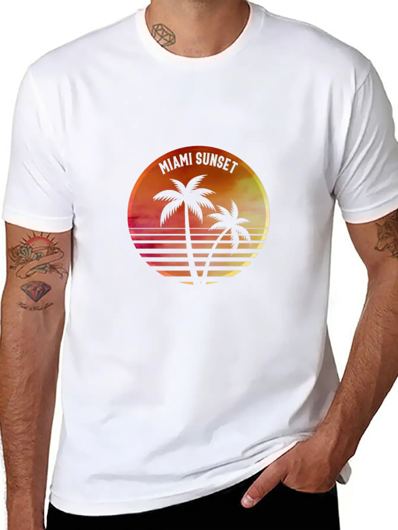 MIAMI SUNSET Casual Graphic T-Shirt – Simple And Comfortable Daily Wear