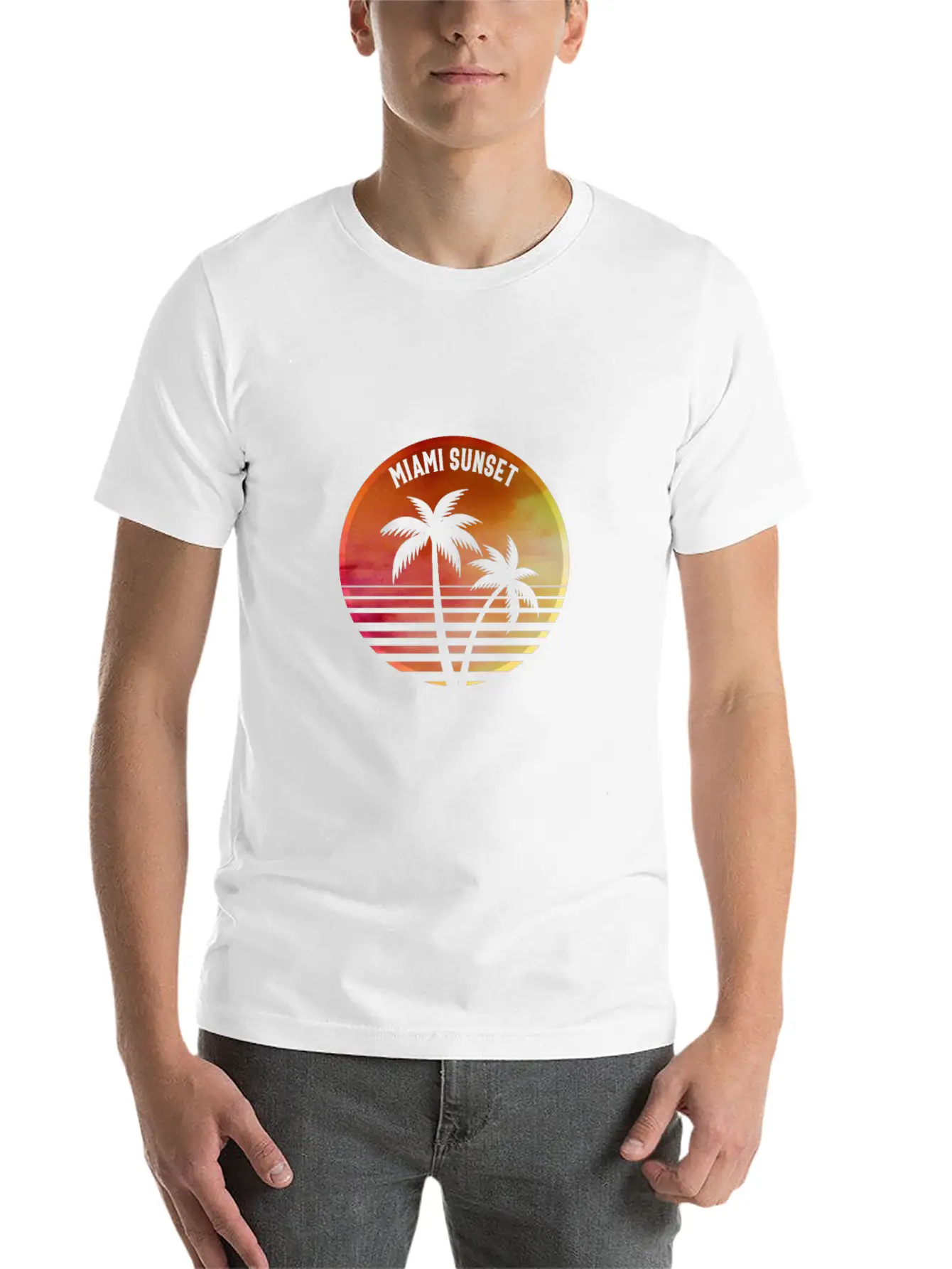 MIAMI SUNSET Casual Graphic T-Shirt – Simple And Comfortable Daily Wear