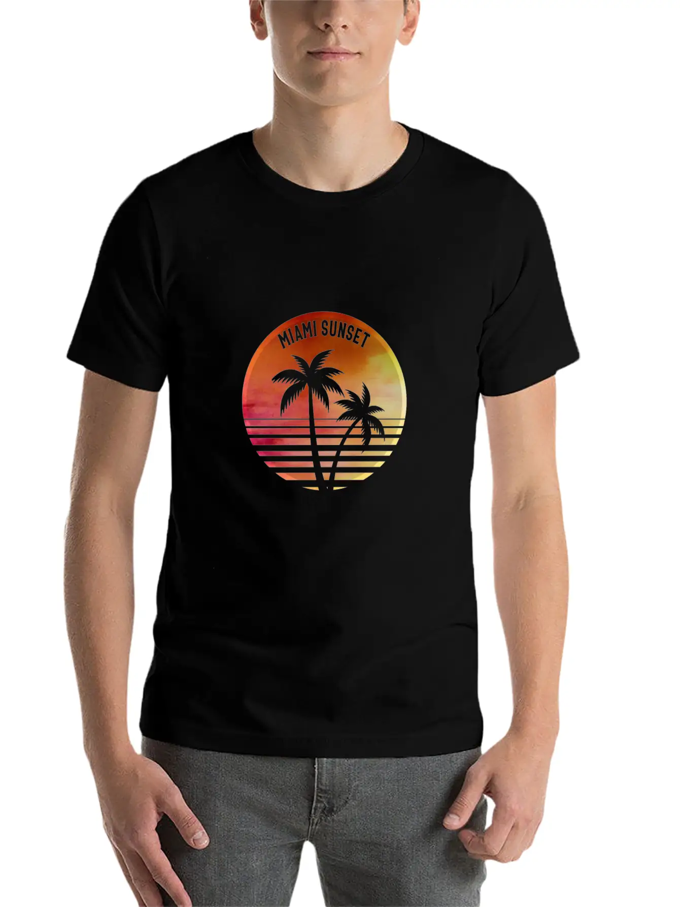 MIAMI SUNSET Casual Graphic T-Shirt – Simple And Comfortable Daily Wear