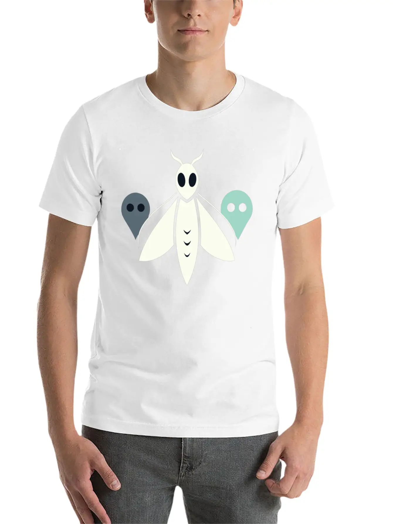 Minimal Moth And Ghost Casual Graphic T-Shirt – Simple And Comfortable Daily Wear