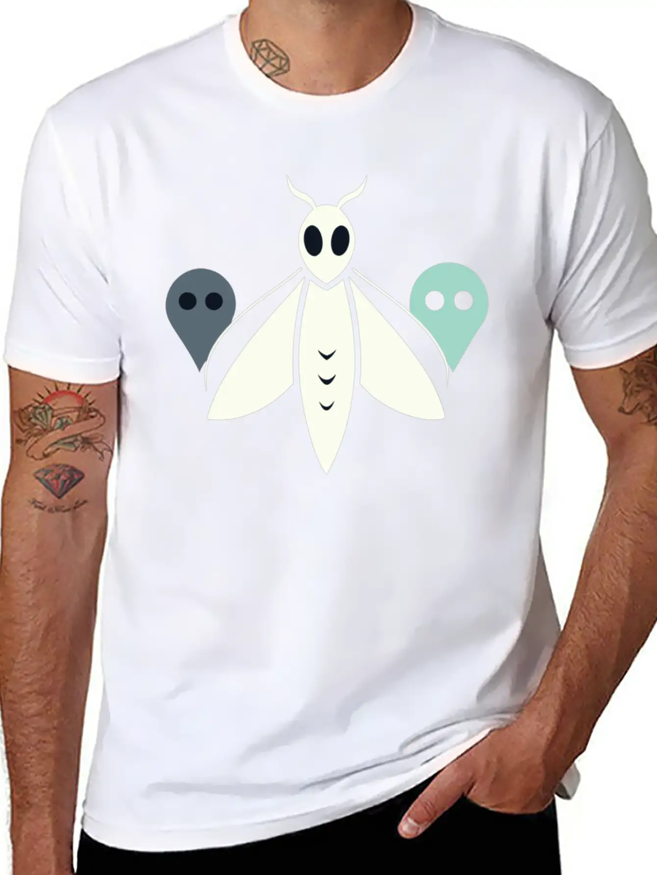 Minimal Moth And Ghost Casual Graphic T-Shirt – Simple And Comfortable Daily Wear