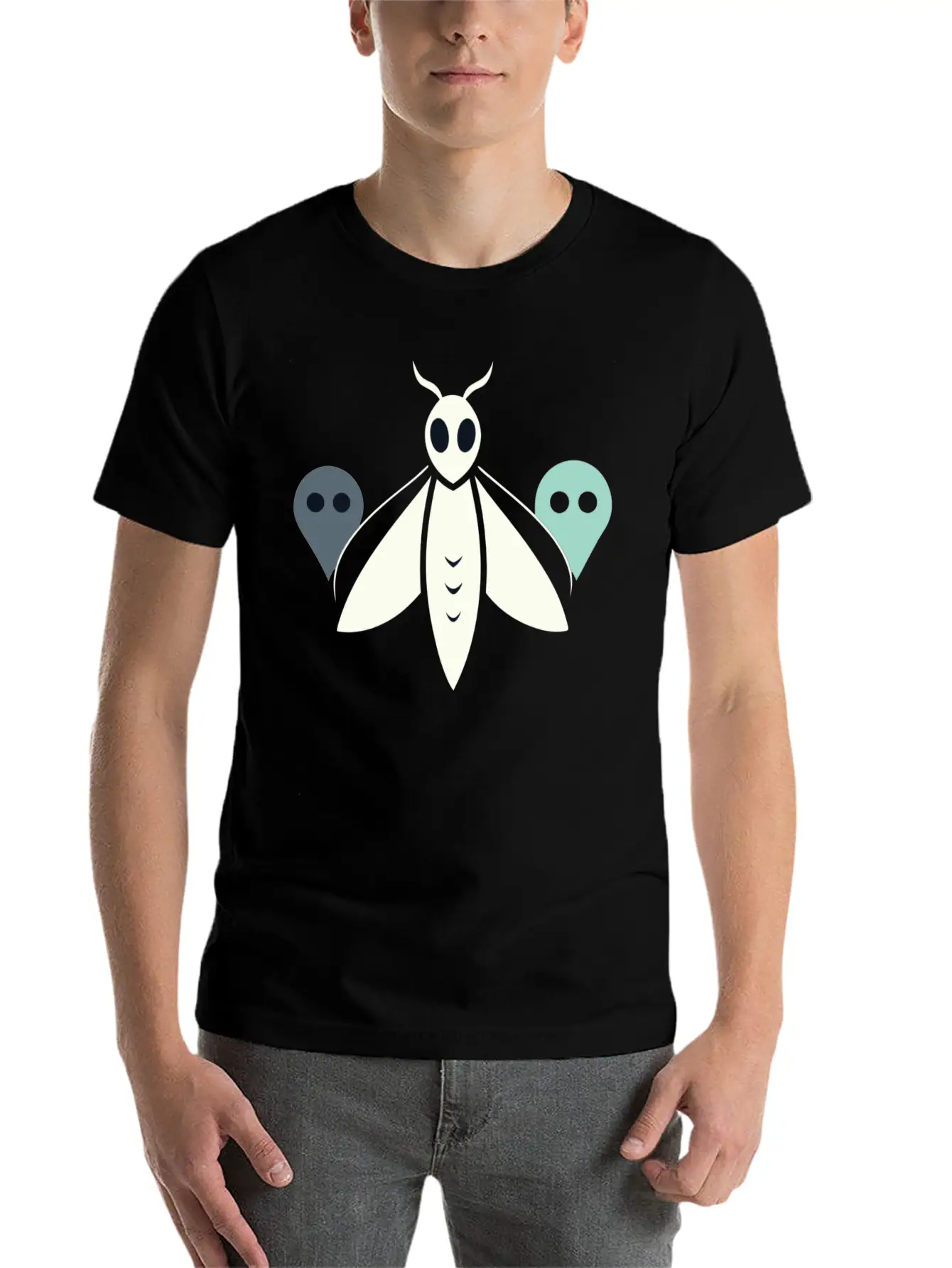 Minimal Moth And Ghost Casual Graphic T-Shirt – Simple And Comfortable Daily Wear