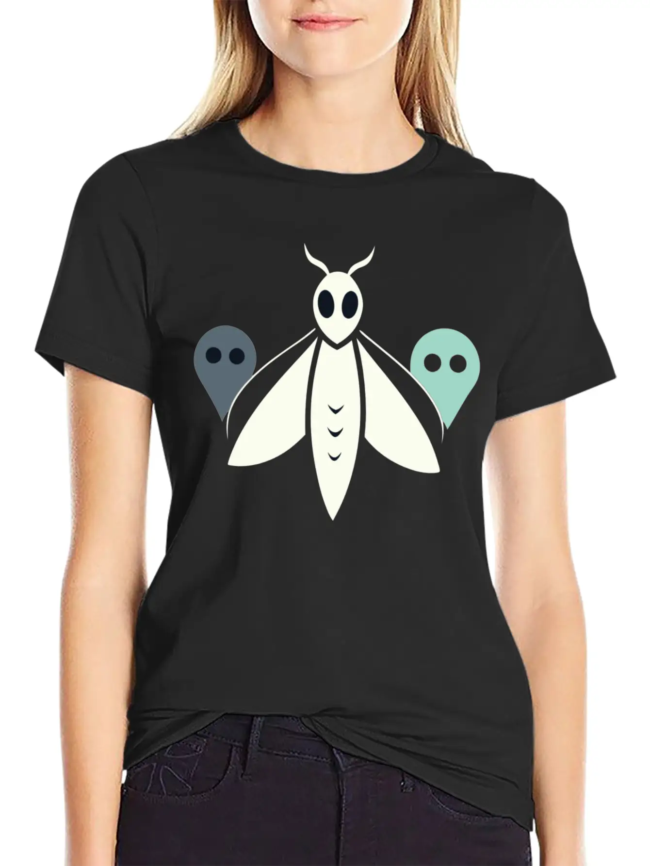 Minimal Moth And Ghost Casual Graphic T-Shirt – Simple And Comfortable Daily Wear