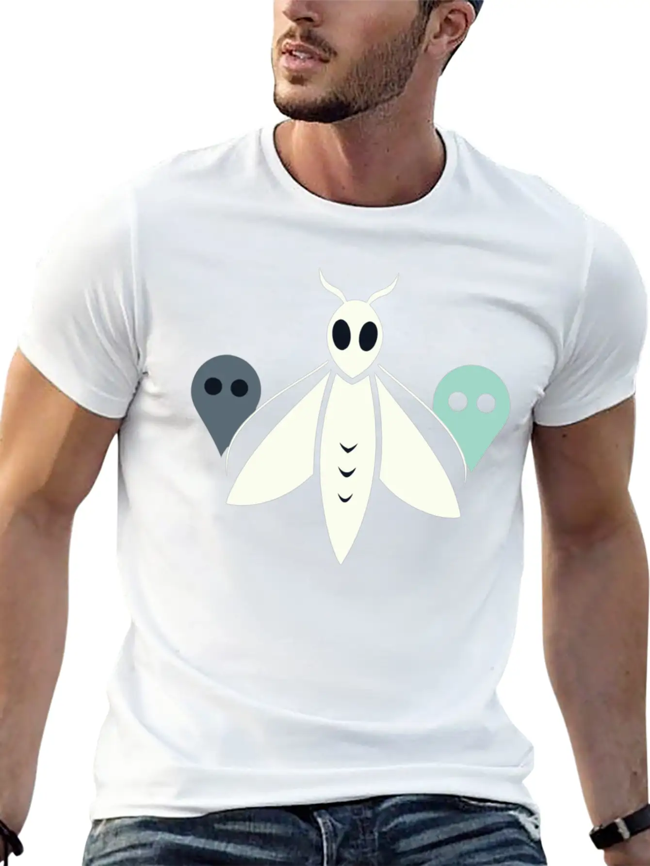 Minimal Moth And Ghost Casual Graphic T-Shirt – Simple And Comfortable Daily Wear