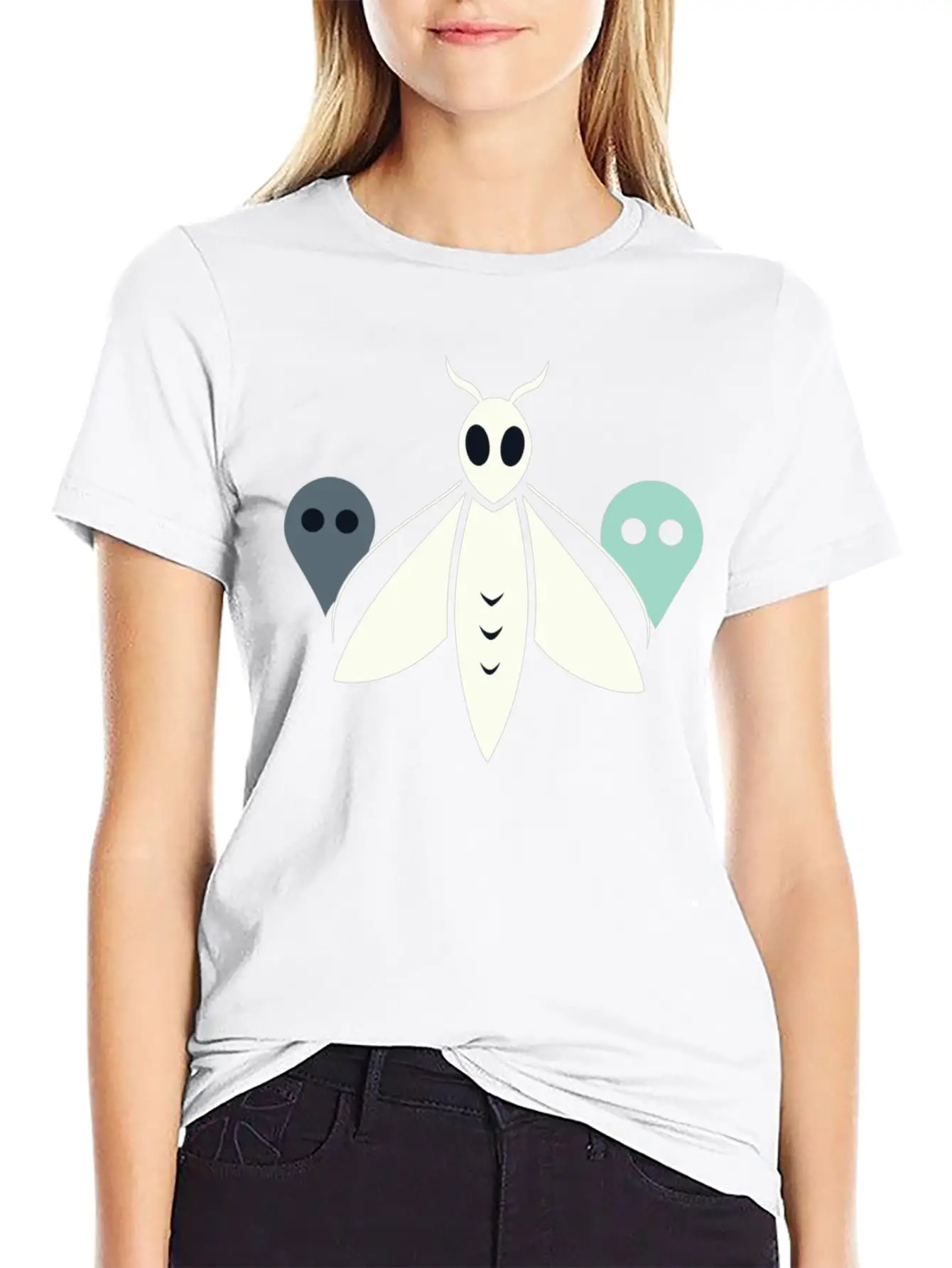 Minimal Moth And Ghost Casual Graphic T-Shirt – Simple And Comfortable Daily Wear