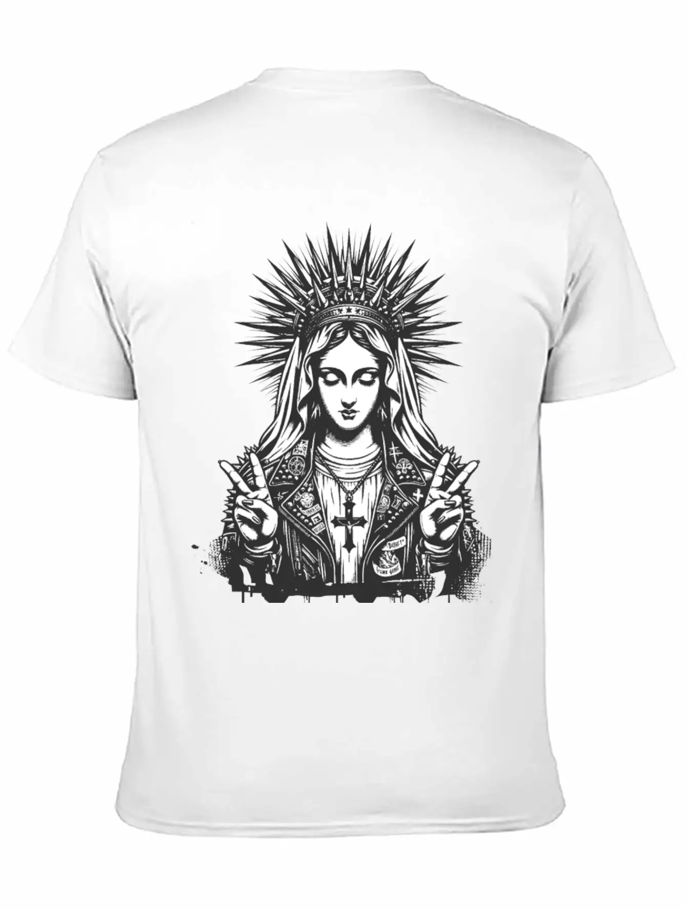Mother Of God Mary As A Punk With A Leather Outfit Casual Graphic T-Shirt – Simple And Comfortable Daily Wear