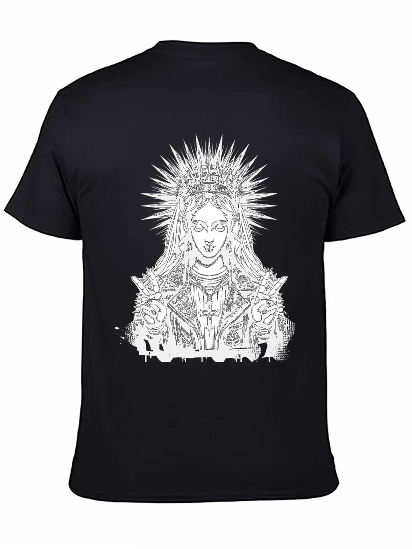 Mother Of God Mary As A Punk With A Leather Outfit Casual Graphic T-Shirt – Simple And Comfortable Daily Wear