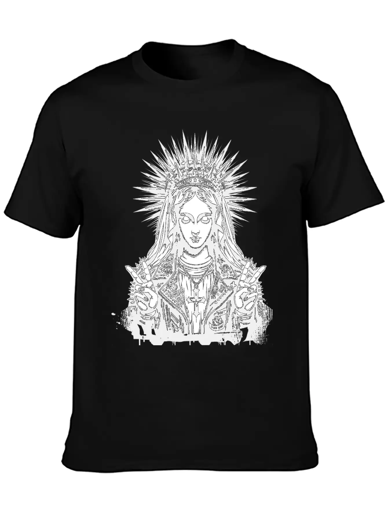 Mother Of God Mary As A Punk With A Leather Outfit Casual Graphic T-Shirt – Simple And Comfortable Daily Wear