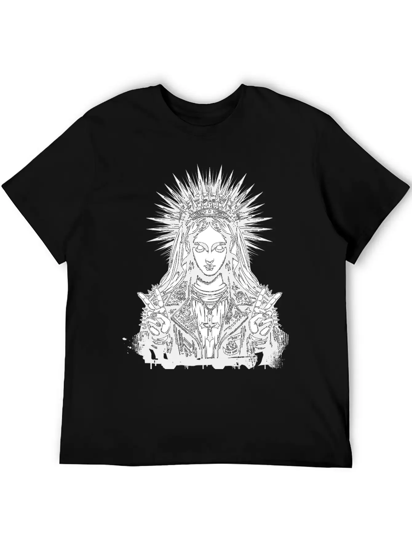 Mother Of God Mary As A Punk With A Leather Outfit Casual Graphic T-Shirt – Simple And Comfortable Daily Wear