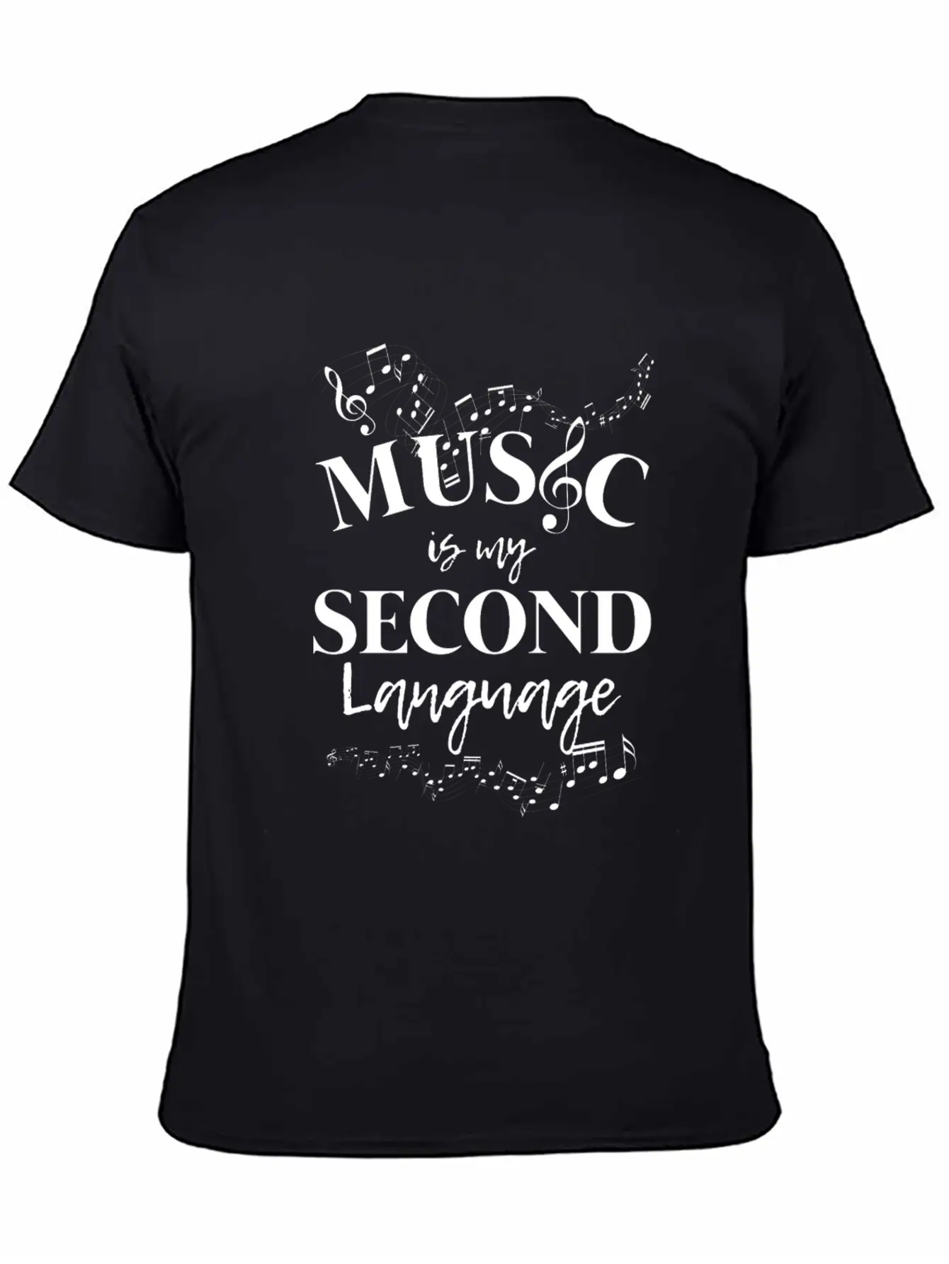 Music Is My Second Language Clef Casual Graphic T-Shirt – Simple And Comfortable Daily Wear