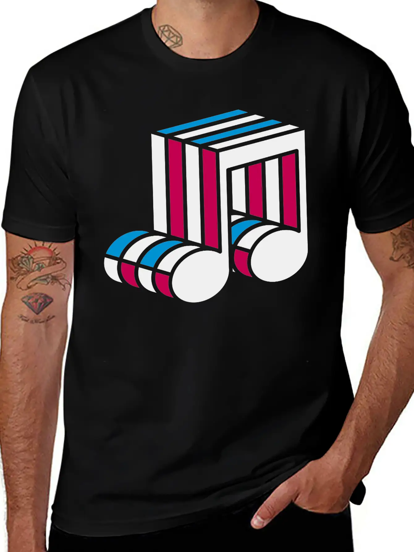 Music Note Colorful Techno Dance Pattern Symbol Co Classic Cotton Tee – Unisex Comfort For Any Season