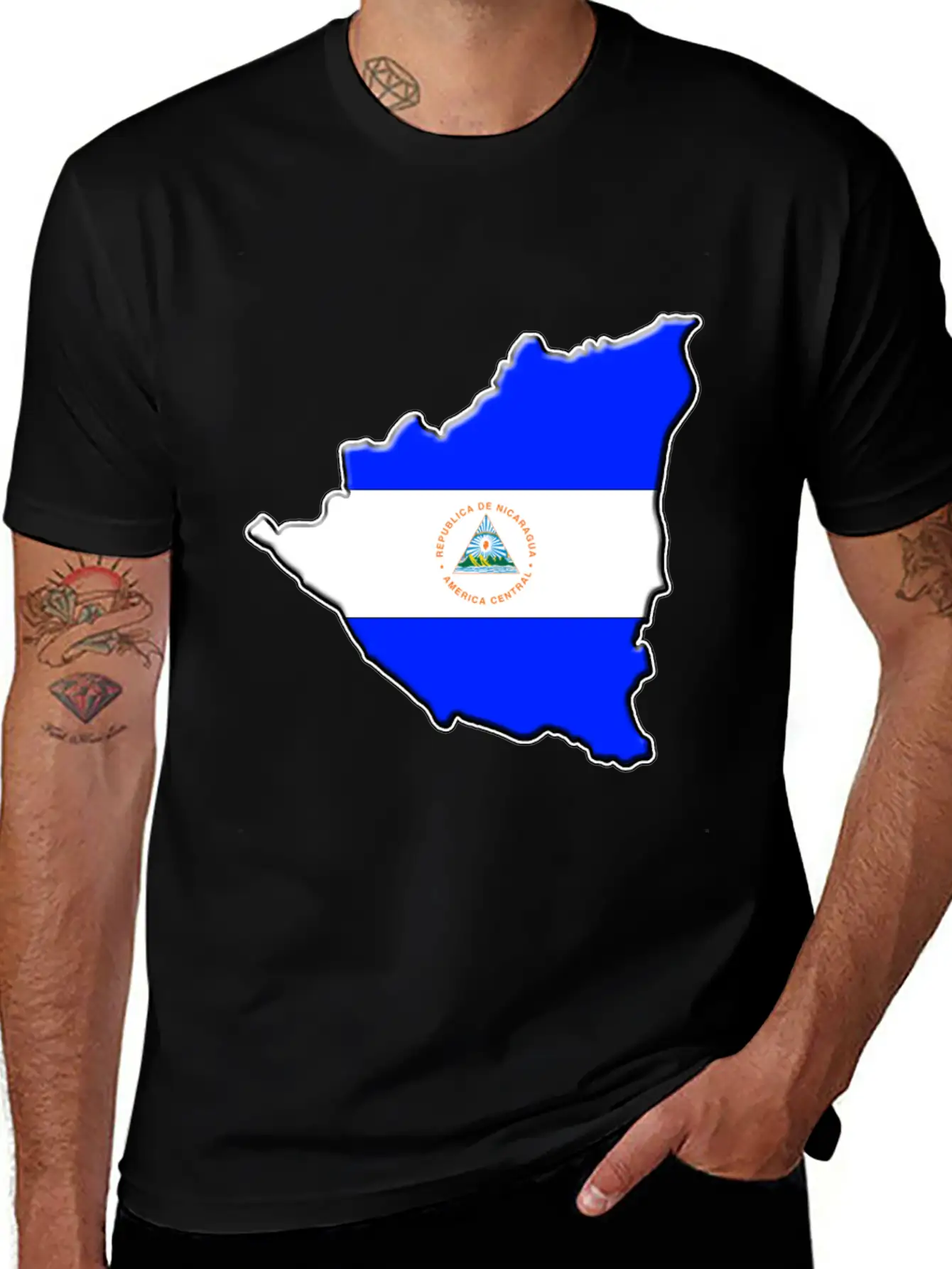Nicaragua Flag Map Casual Graphic T-Shirt – Simple And Comfortable Daily Wear