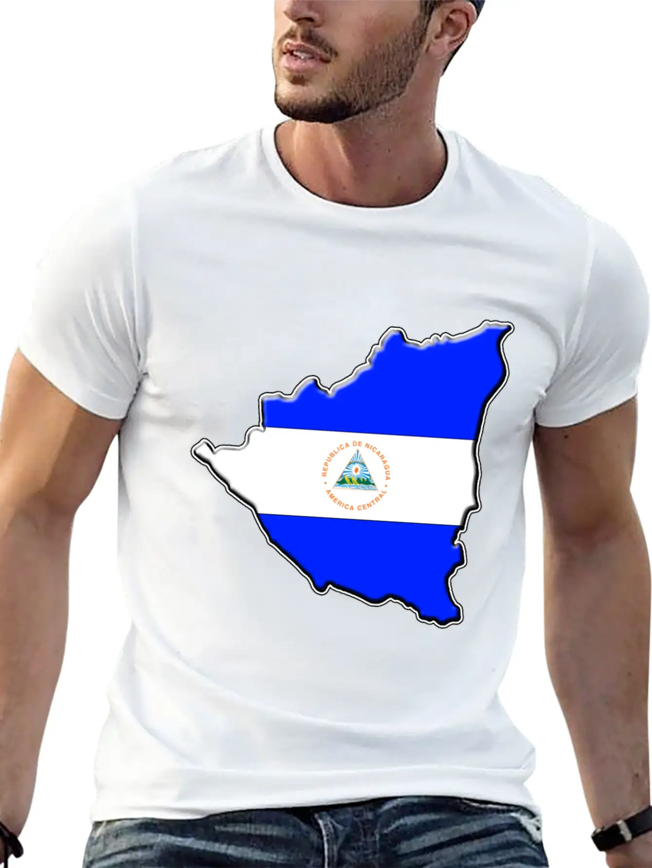 Nicaragua Flag Map Casual Graphic T-Shirt – Simple And Comfortable Daily Wear