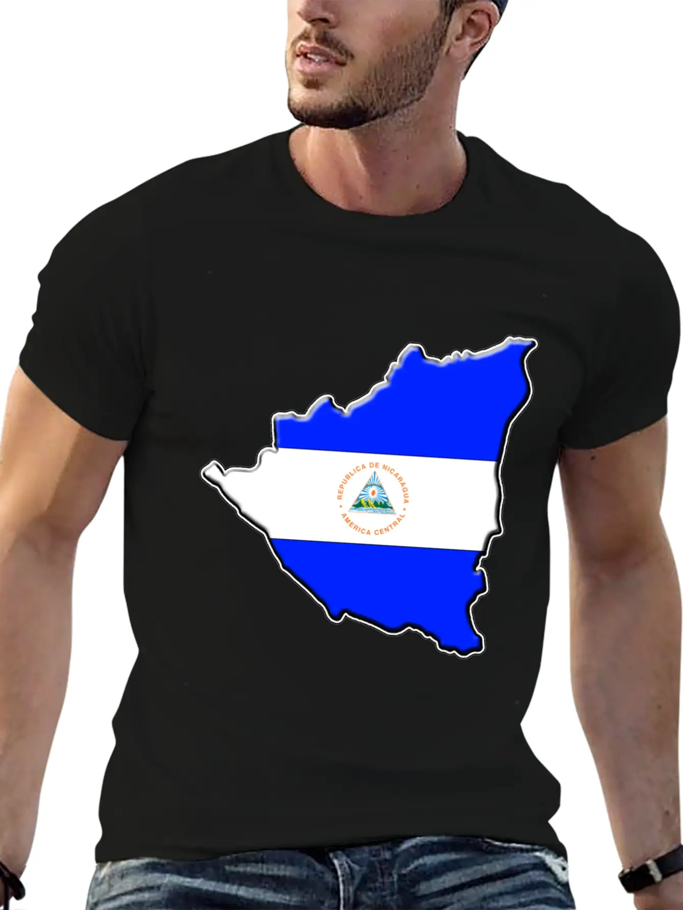 Nicaragua Flag Map Casual Graphic T-Shirt – Simple And Comfortable Daily Wear