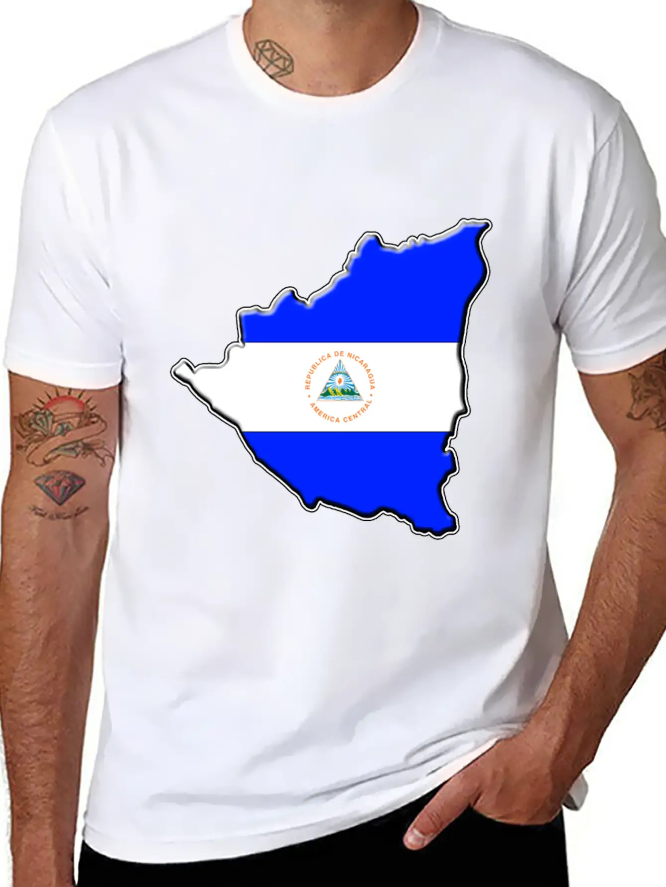 Nicaragua Flag Map Casual Graphic T-Shirt – Simple And Comfortable Daily Wear
