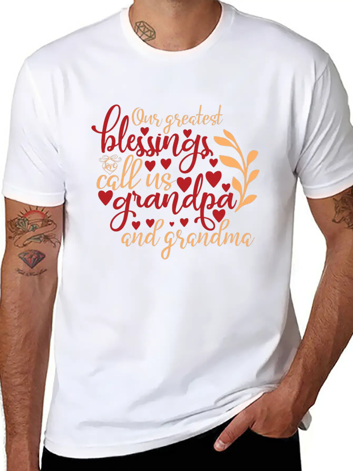 Our Greatest Blessings Call Us Grandpa And Grandma Casual Graphic T-Shirt – Simple And Comfortable Daily Wear