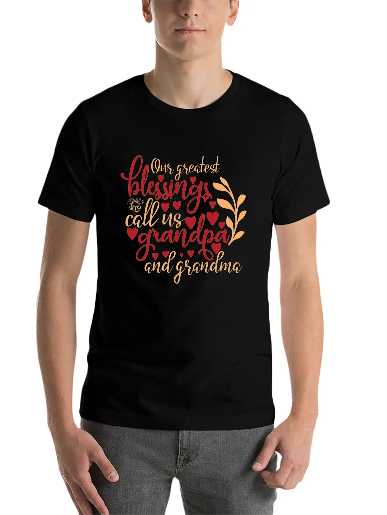 Our Greatest Blessings Call Us Grandpa And Grandma Casual Graphic T-Shirt – Simple And Comfortable Daily Wear
