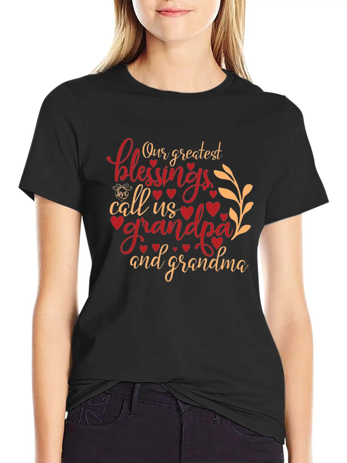 Our Greatest Blessings Call Us Grandpa And Grandma Casual Graphic T-Shirt – Simple And Comfortable Daily Wear