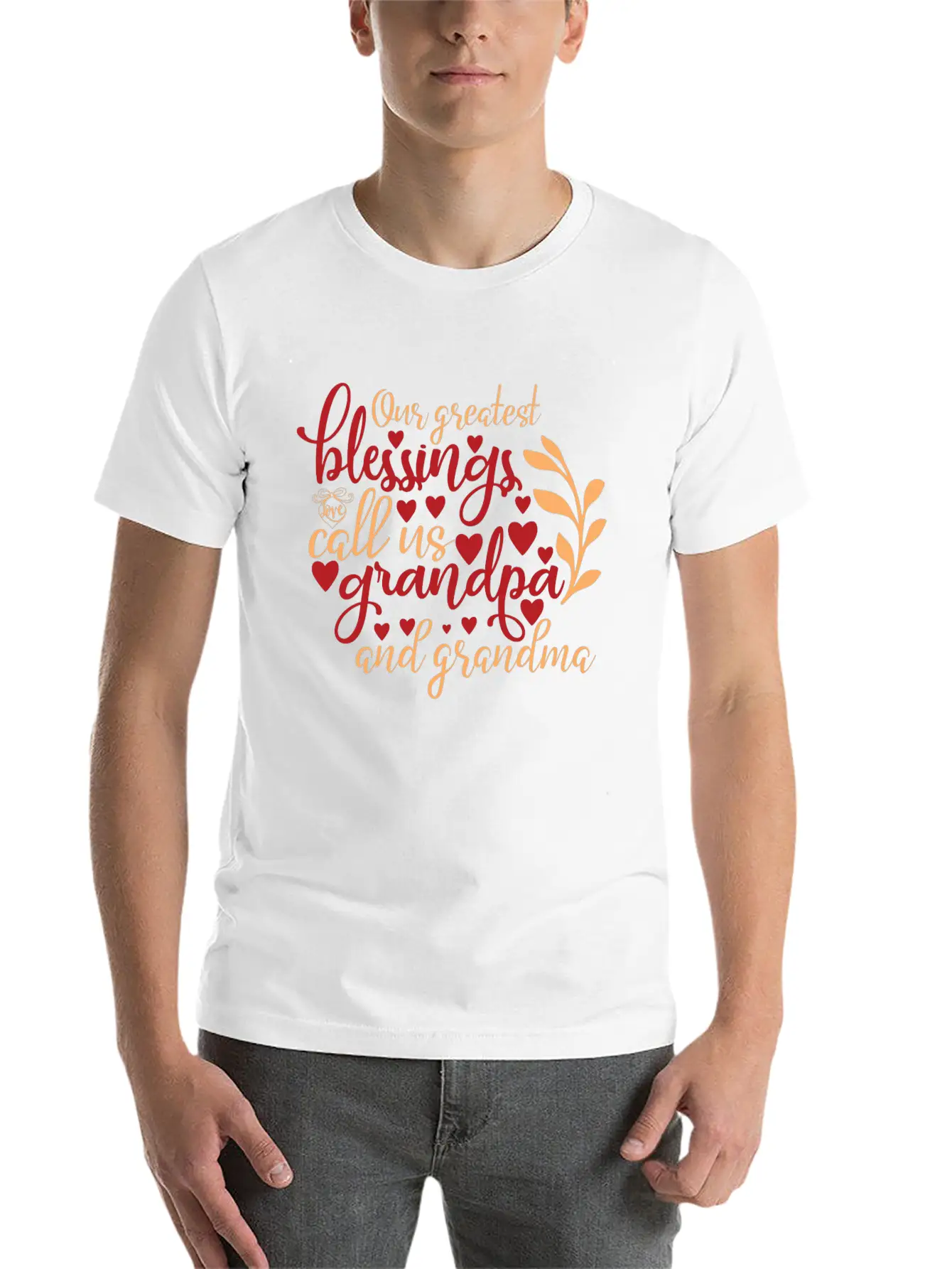 Our Greatest Blessings Call Us Grandpa And Grandma Casual Graphic T-Shirt – Simple And Comfortable Daily Wear