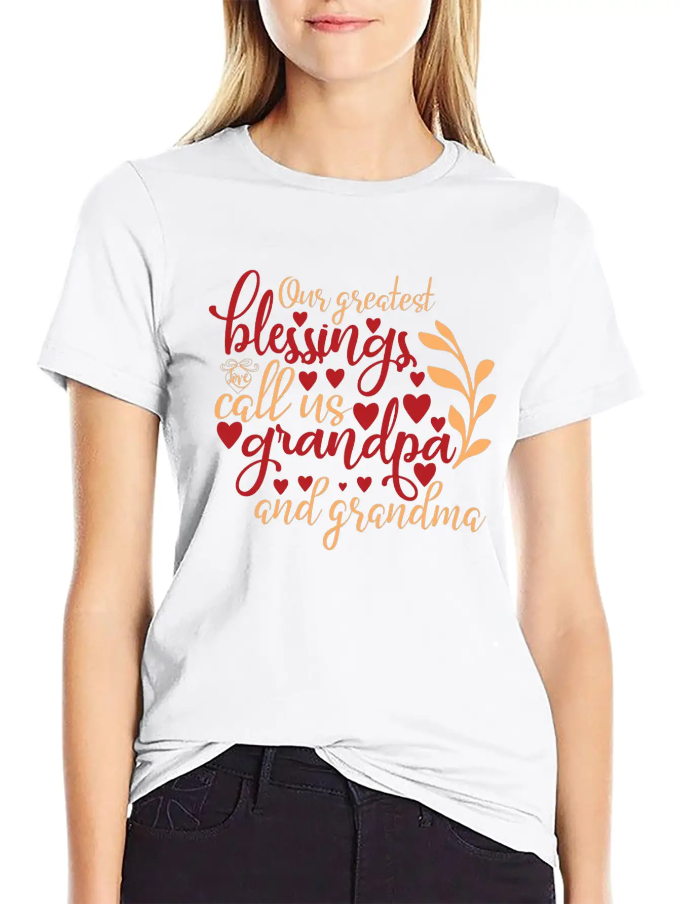 Our Greatest Blessings Call Us Grandpa And Grandma Casual Graphic T-Shirt – Simple And Comfortable Daily Wear