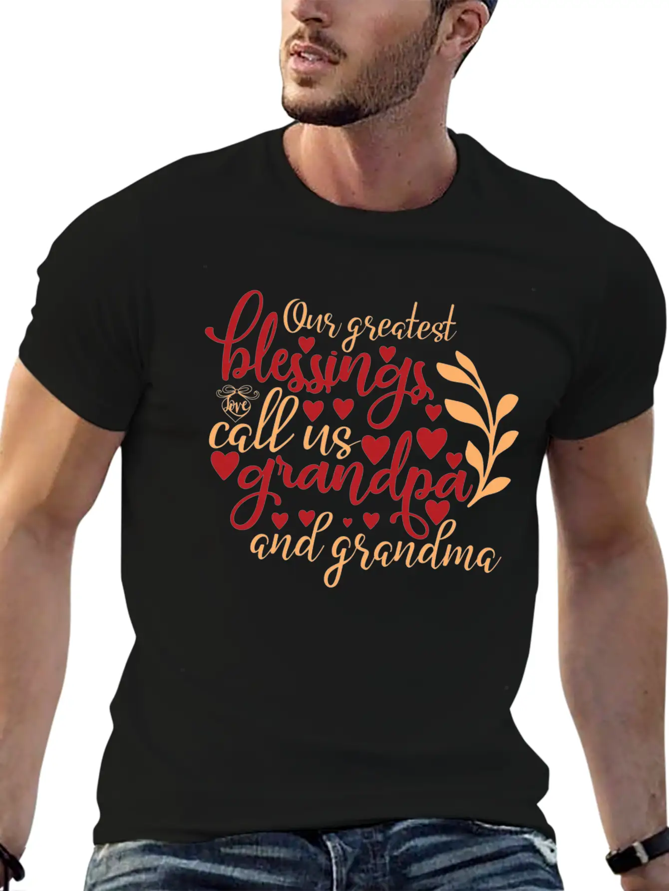 Our Greatest Blessings Call Us Grandpa And Grandma Casual Graphic T-Shirt – Simple And Comfortable Daily Wear