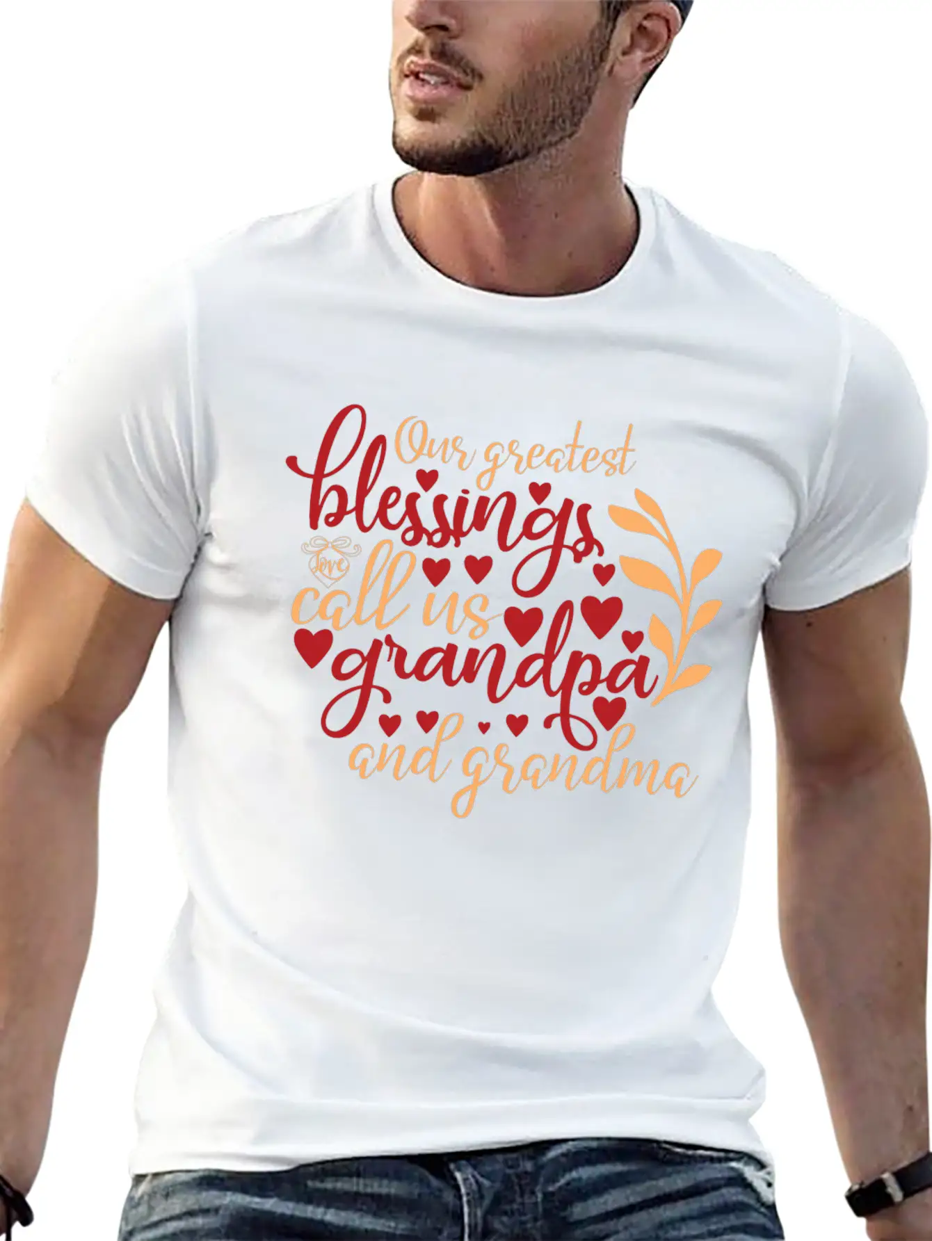 Our Greatest Blessings Call Us Grandpa And Grandma Casual Graphic T-Shirt – Simple And Comfortable Daily Wear