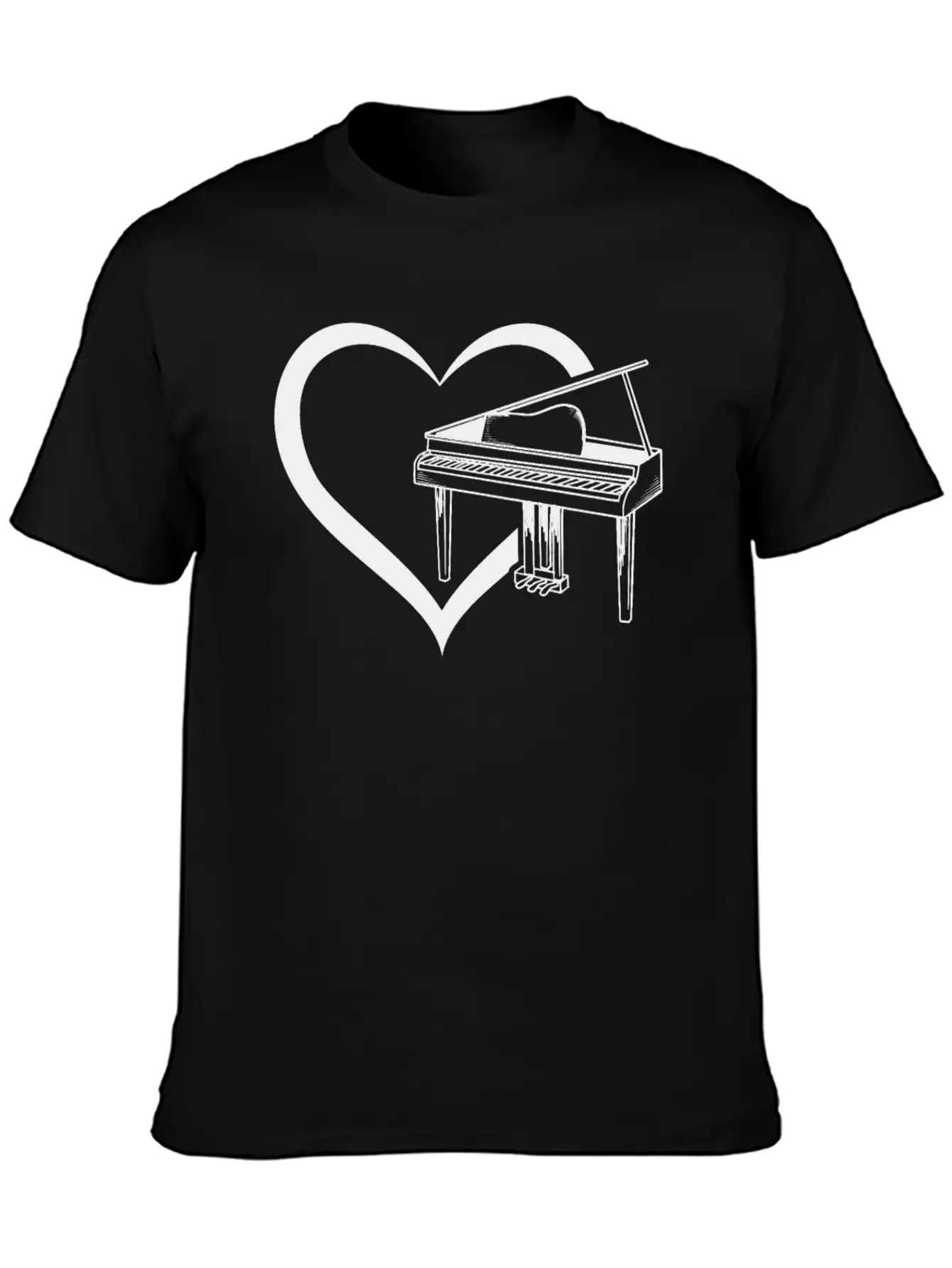Piano Heart Piano Player Piano Lover - Pianist Casual Graphic T-Shirt – Simple And Comfortable Daily Wear