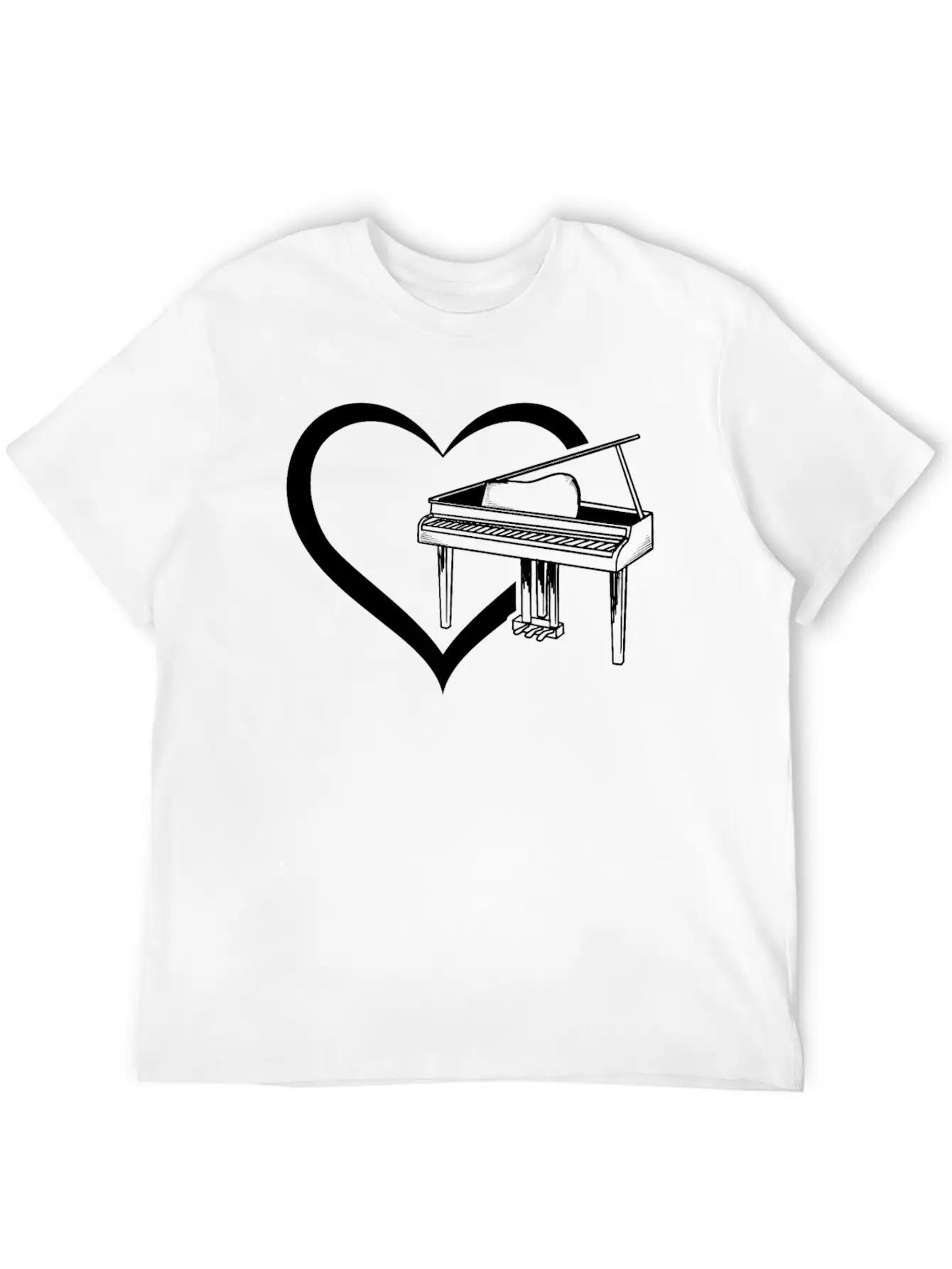 Piano Heart Piano Player Piano Lover - Pianist Casual Graphic T-Shirt – Simple And Comfortable Daily Wear
