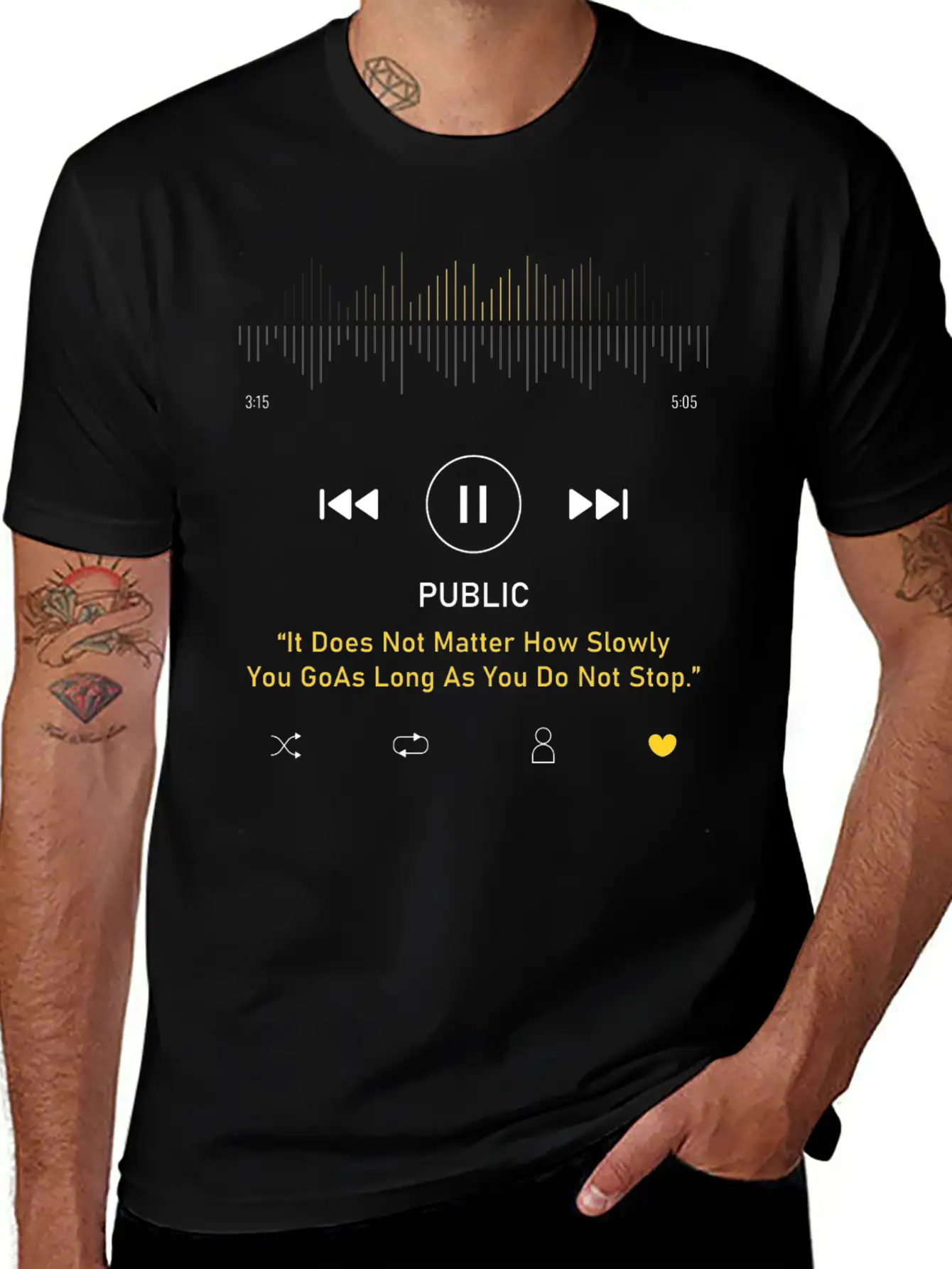 Play Music Interface With Motivational Classic Cotton Tee – Unisex Comfort For Any Season