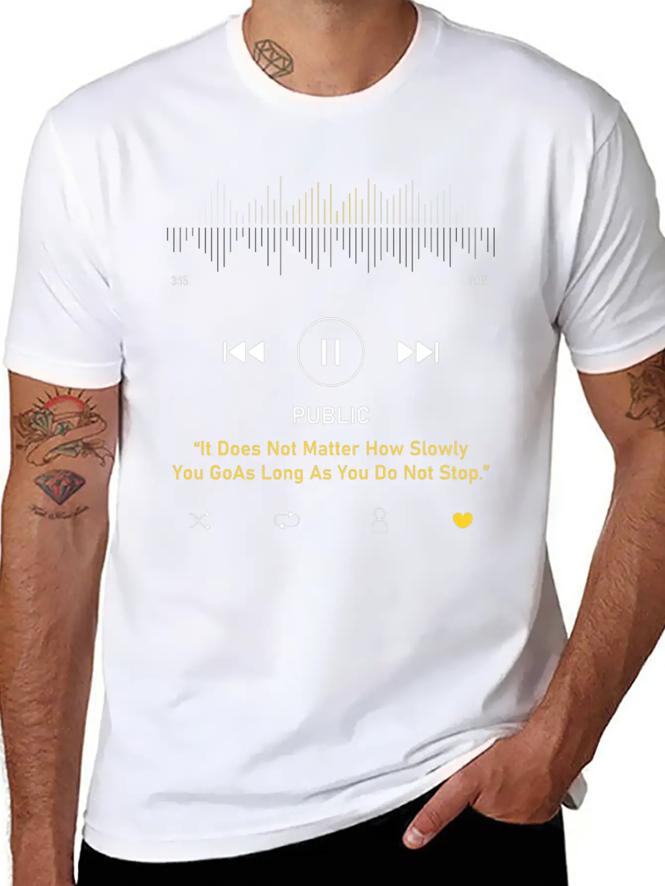 Play Music Interface With Motivational Classic Cotton Tee – Unisex Comfort For Any Season