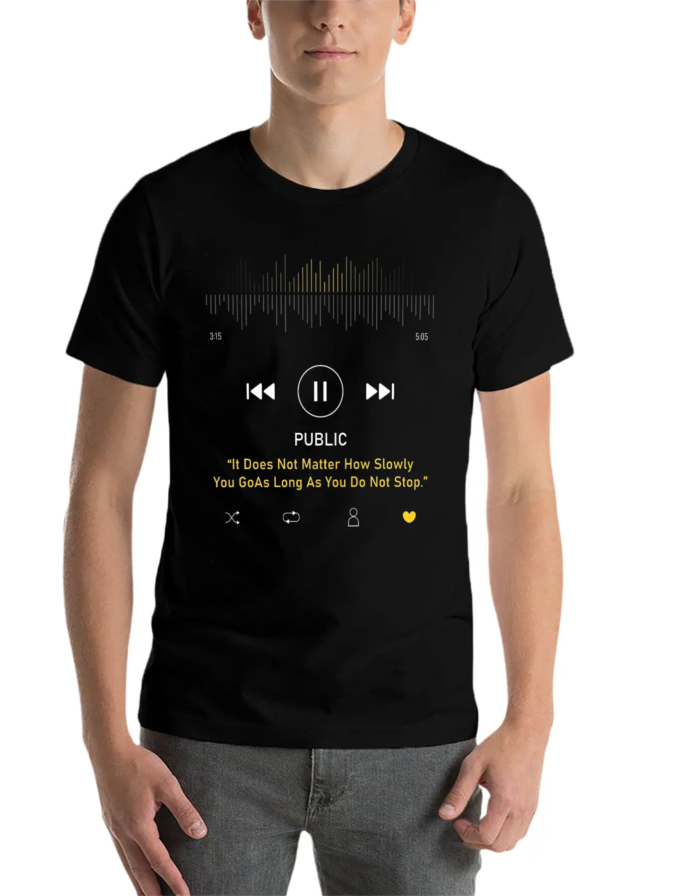 Play Music Interface With Motivational Classic Cotton Tee – Unisex Comfort For Any Season